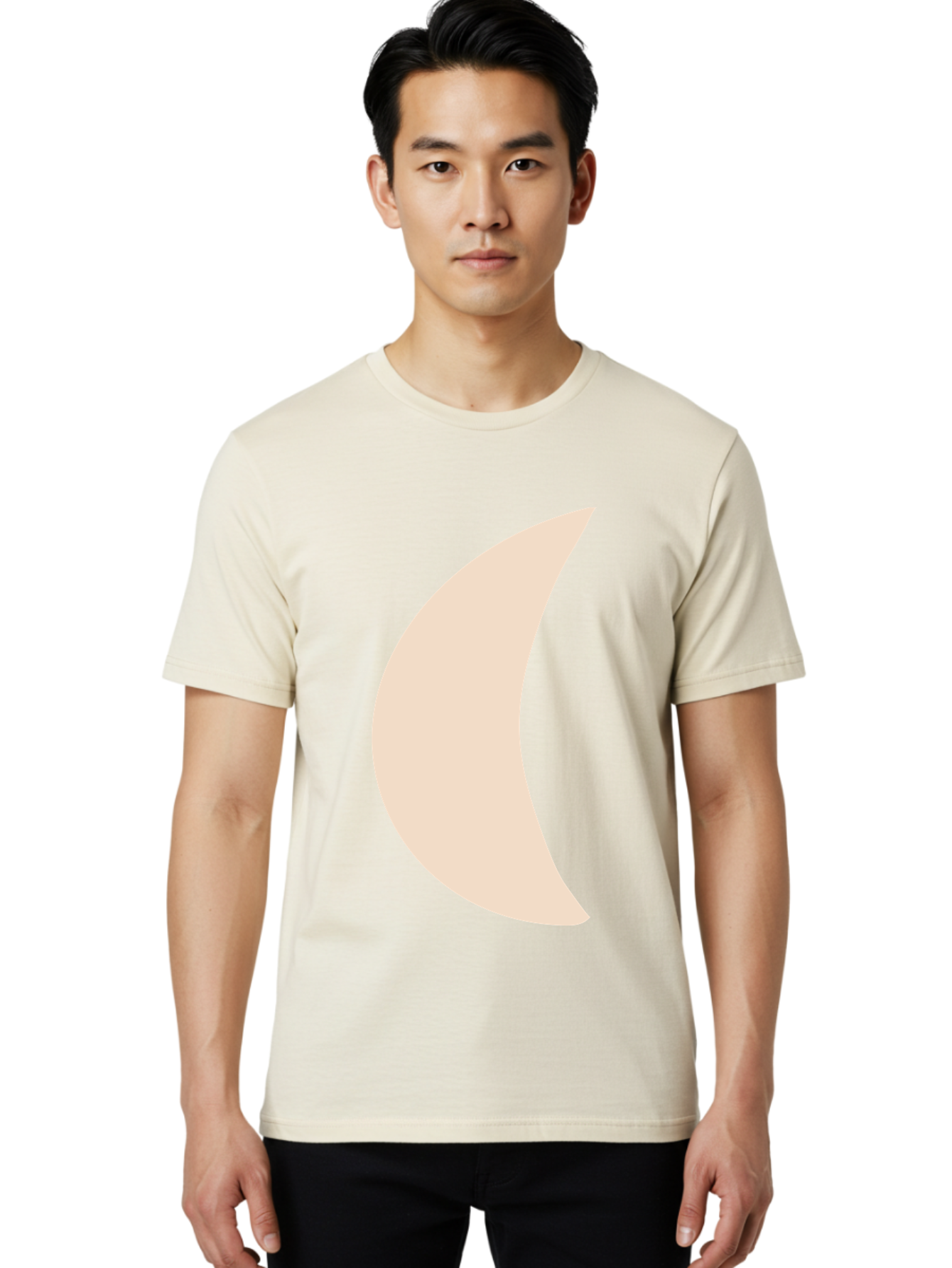 Moon Men'S Graphic Tee, 100% Cotton, Comfortable Casual Summer Wear, Machine Washable, Crescent Moon, Moon Shape, Minimalist Design, Simple Art, Lunar Symbol, Celestial Body, Abstract Illustration Aae032