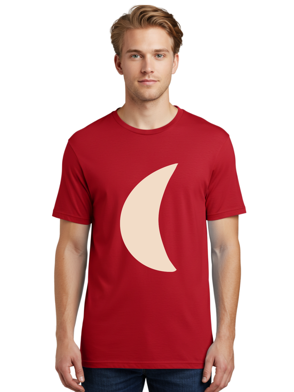 Moon Men'S Graphic Tee, 100% Cotton, Comfortable Casual Summer Wear, Machine Washable, Crescent Moon, Moon Shape, Minimalist Design, Simple Art, Lunar Symbol, Celestial Body, Abstract Illustration Aae032