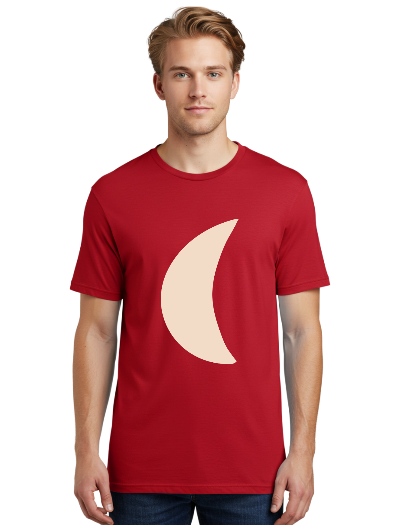 Moon Men'S Graphic Tee, 100% Cotton, Comfortable Casual Summer Wear, Machine Washable, Crescent Moon, Moon Shape, Minimalist Design, Simple Art, Lunar Symbol, Celestial Body, Abstract Illustration Aae032