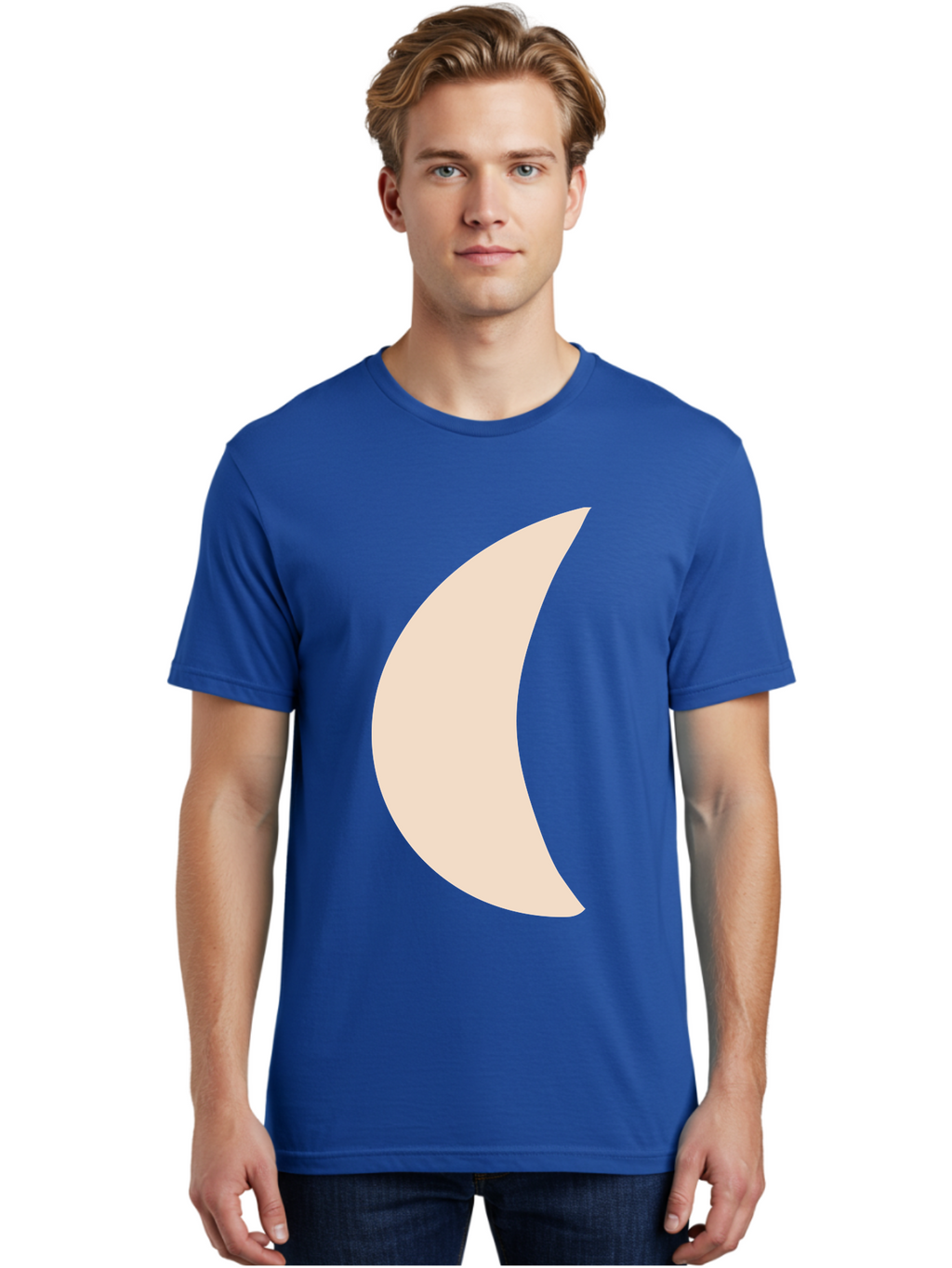 Moon Men'S Graphic Tee, 100% Cotton, Comfortable Casual Summer Wear, Machine Washable, Crescent Moon, Moon Shape, Minimalist Design, Simple Art, Lunar Symbol, Celestial Body, Abstract Illustration Aae032