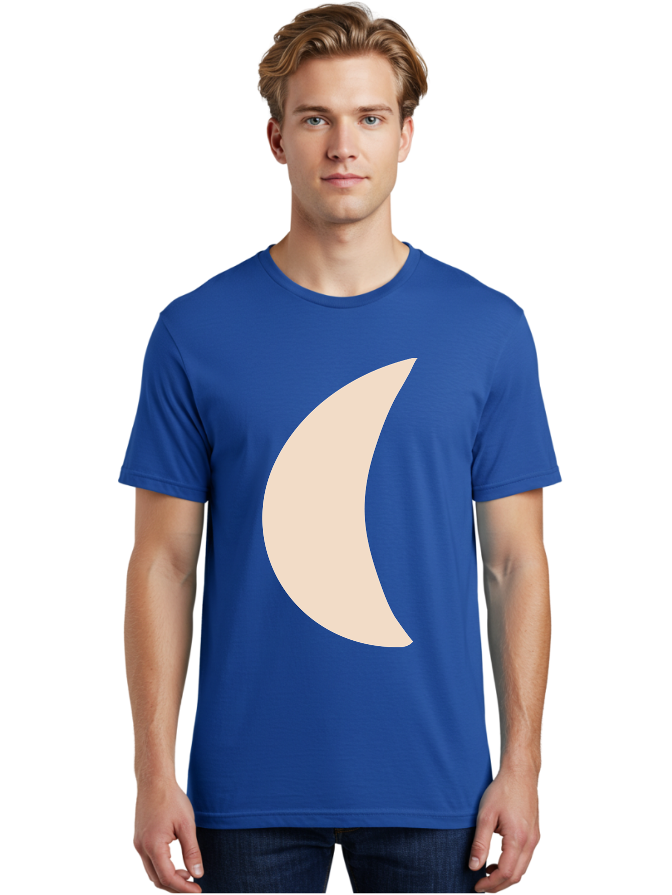 Moon Men'S Graphic Tee, 100% Cotton, Comfortable Casual Summer Wear, Machine Washable, Crescent Moon, Moon Shape, Minimalist Design, Simple Art, Lunar Symbol, Celestial Body, Abstract Illustration Aae032