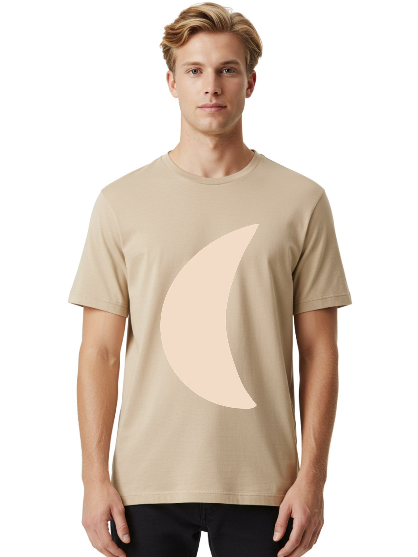 Moon Men'S Graphic Tee, 100% Cotton, Comfortable Casual Summer Wear, Machine Washable, Crescent Moon, Moon Shape, Minimalist Design, Simple Art, Lunar Symbol, Celestial Body, Abstract Illustration Aae032