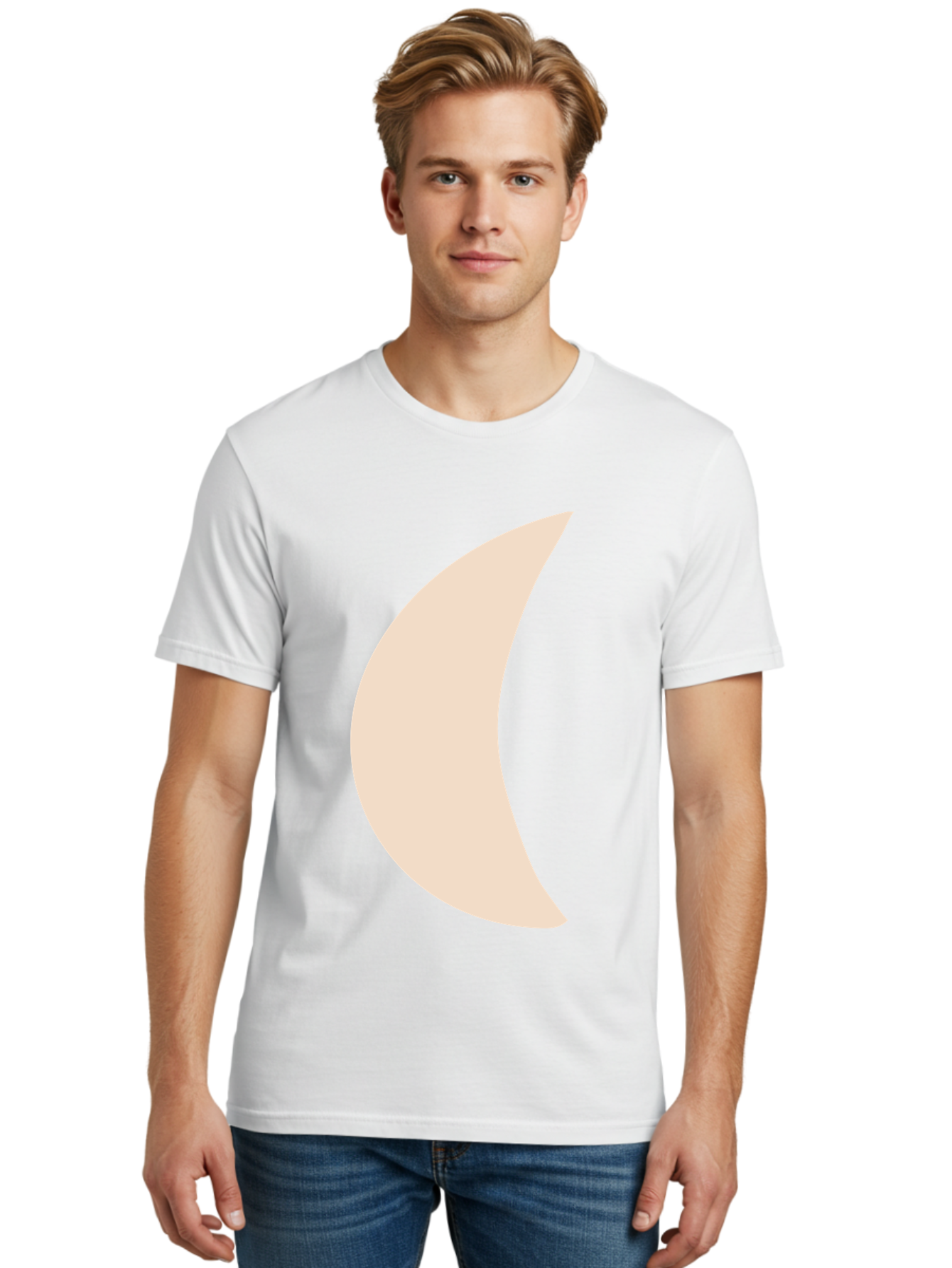 Moon Men'S Graphic Tee, 100% Cotton, Comfortable Casual Summer Wear, Machine Washable, Crescent Moon, Moon Shape, Minimalist Design, Simple Art, Lunar Symbol, Celestial Body, Abstract Illustration Aae032