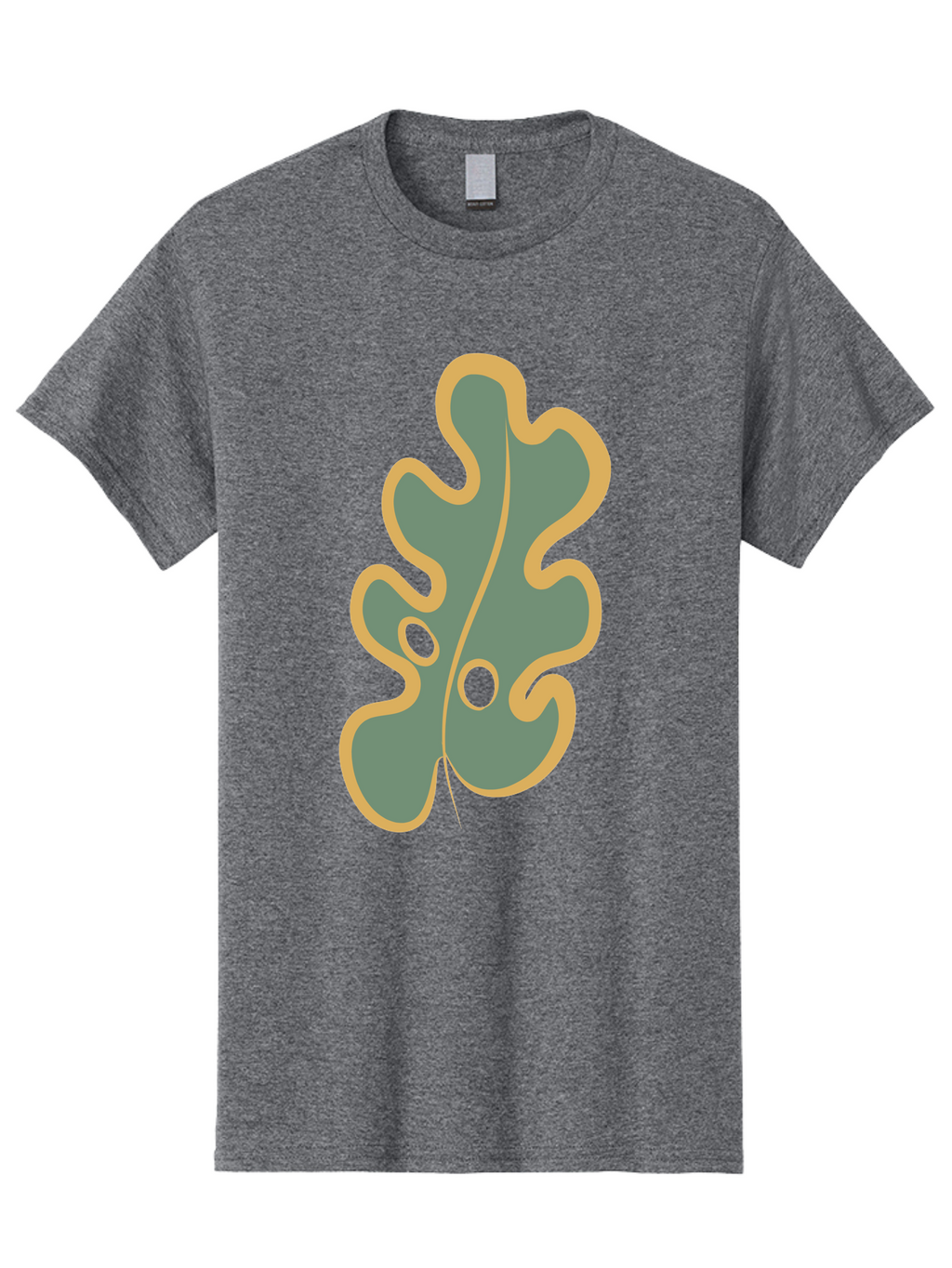 Oak-Leaf-1 Men'S Graphic Tee, 100% Cotton, Comfortable Casual Summer Wear, Machine Washable, Oak Leaf, Leaf Silhouette, Foliage Icon, Nature Symbol, Muted Green, Yellow Outline, Simple Graphic, Natural Design Aae033