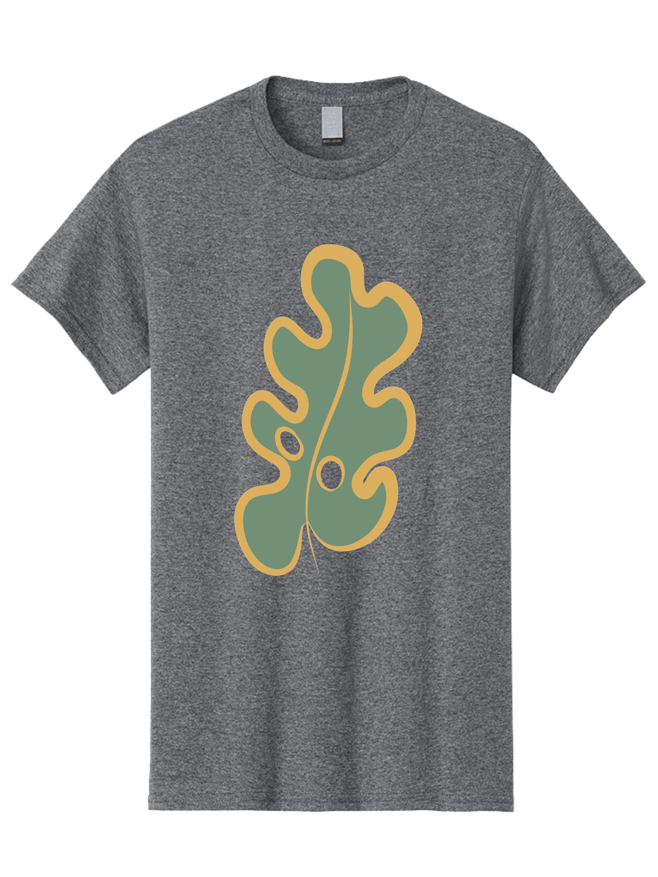 Oak-Leaf-1 Men'S Graphic Tee, 100% Cotton, Comfortable Casual Summer Wear, Machine Washable, Oak Leaf, Leaf Silhouette, Foliage Icon, Nature Symbol, Muted Green, Yellow Outline, Simple Graphic, Natural Design Aae033