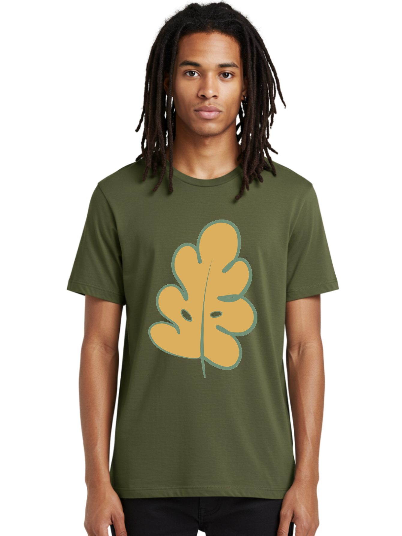 Oak-Leaf Men'S Graphic Tee, 100% Cotton, Comfortable Casual Summer Wear, Machine Washable, Oak Leaf, Cartoon Leaf, Autumn Foliage, Fall Colors, Nature Illustration, Simple Graphic, Leaf Design, Orange Leaf Aae034