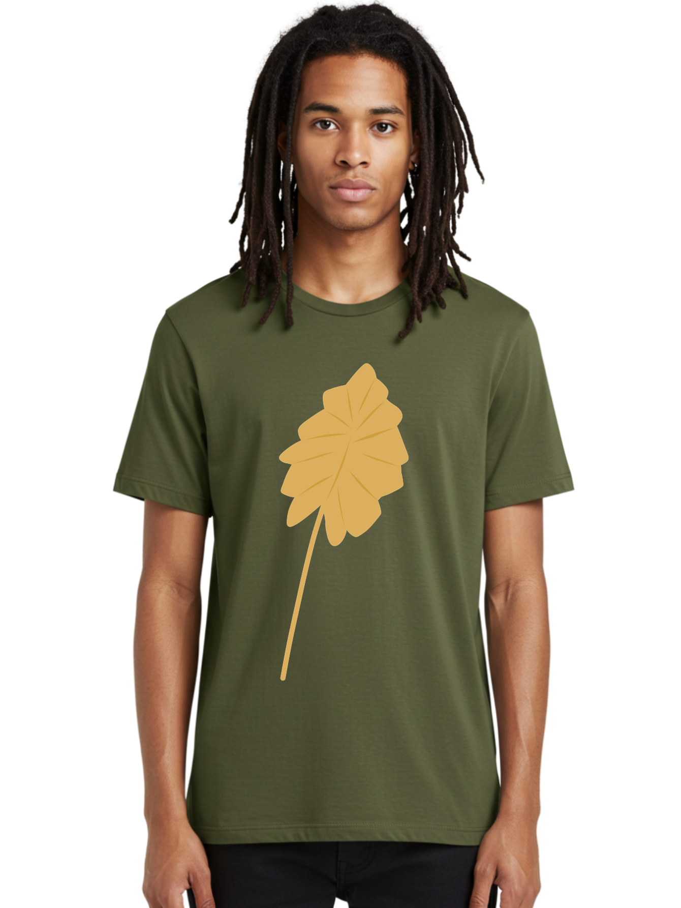 Orange-Leaf Men'S Graphic Tee, 100% Cotton, Comfortable Casual Summer Wear, Machine Washable, Golden Leaf, Simple Design, Autumn Symbol, Nature Icon, Vibrant Yellow, Leaf Illustration, Digital Art Aae036