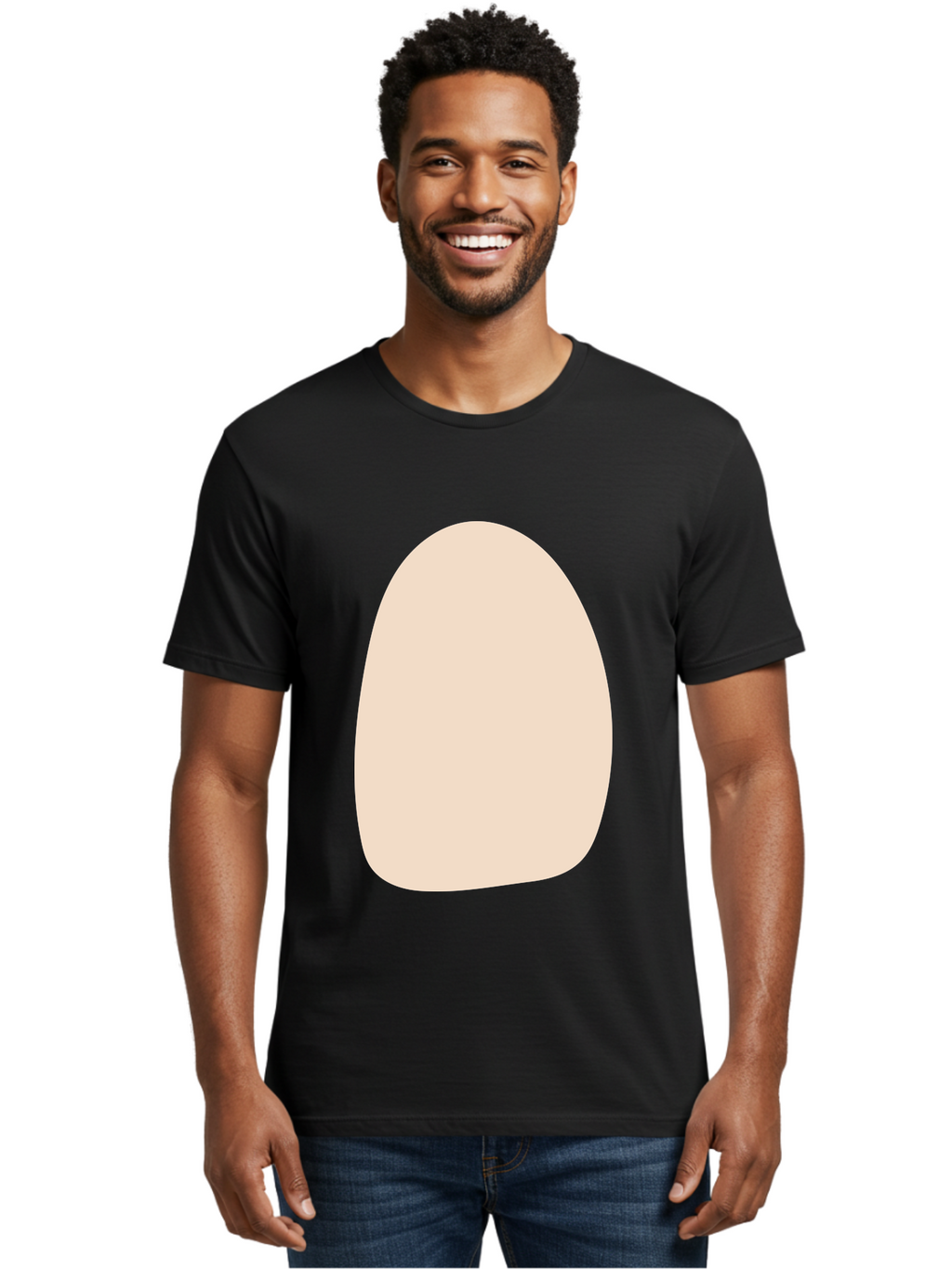 Oval-Shape-1 Men'S Graphic Tee, 100% Cotton, Comfortable Casual Summer Wear, Machine Washable, Oval Shape, Soft Peach Color, Minimalist Design, Simple Graphic, Abstract Shape, Modern Art Aae037