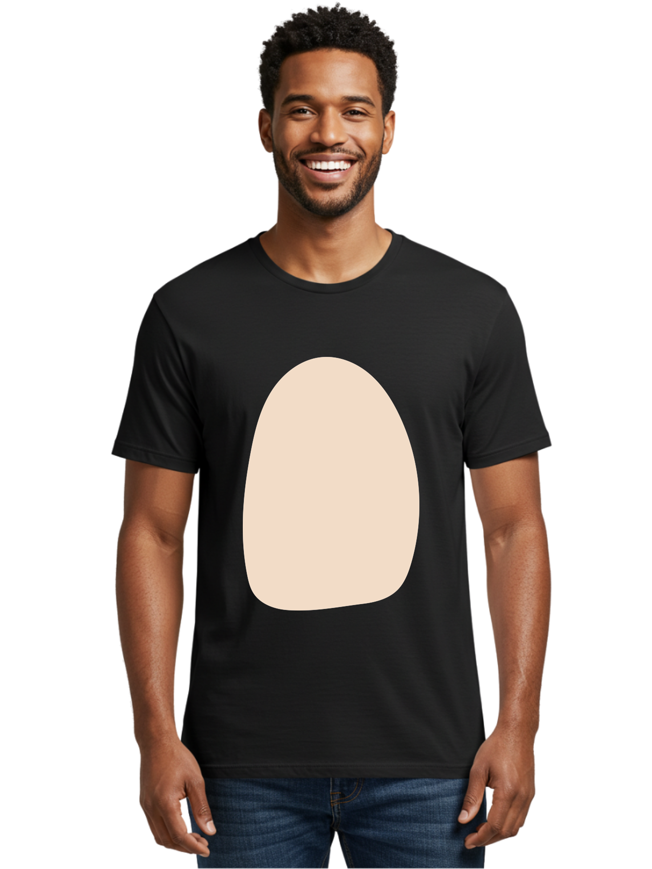 Oval-Shape-1 Men'S Graphic Tee, 100% Cotton, Comfortable Casual Summer Wear, Machine Washable, Oval Shape, Soft Peach Color, Minimalist Design, Simple Graphic, Abstract Shape, Modern Art Aae037