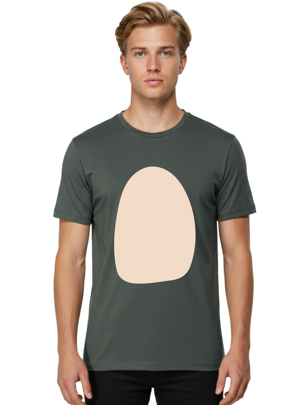 Oval-Shape-1 Men'S Graphic Tee, 100% Cotton, Comfortable Casual Summer Wear, Machine Washable, Oval Shape, Soft Peach Color, Minimalist Design, Simple Graphic, Abstract Shape, Modern Art Aae037