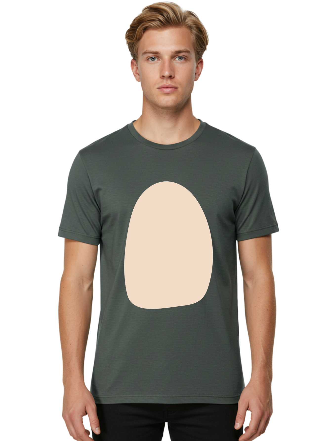 Oval-Shape-1 Men'S Graphic Tee, 100% Cotton, Comfortable Casual Summer Wear, Machine Washable, Oval Shape, Soft Peach Color, Minimalist Design, Simple Graphic, Abstract Shape, Modern Art Aae037