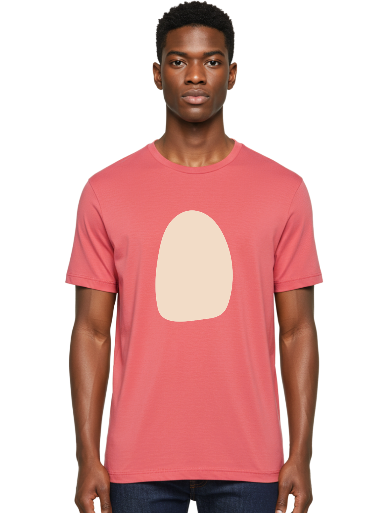 Oval-Shape-1 Men'S Graphic Tee, 100% Cotton, Comfortable Casual Summer Wear, Machine Washable, Oval Shape, Soft Peach Color, Minimalist Design, Simple Graphic, Abstract Shape, Modern Art Aae037