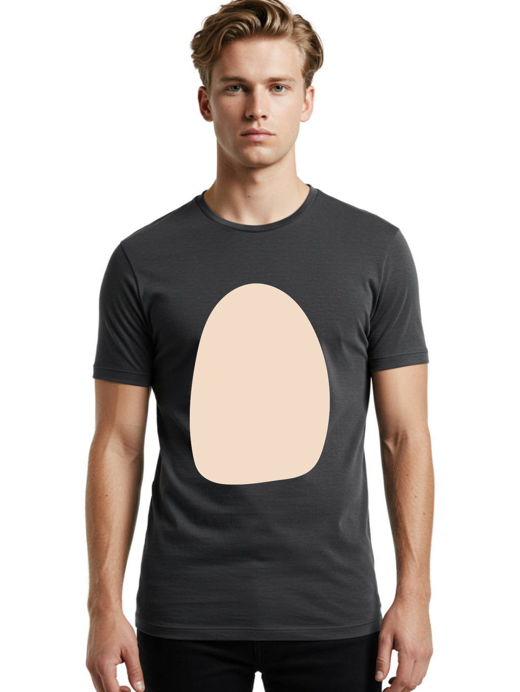 Oval-Shape-1 Men'S Graphic Tee, 100% Cotton, Comfortable Casual Summer Wear, Machine Washable, Oval Shape, Soft Peach Color, Minimalist Design, Simple Graphic, Abstract Shape, Modern Art Aae037