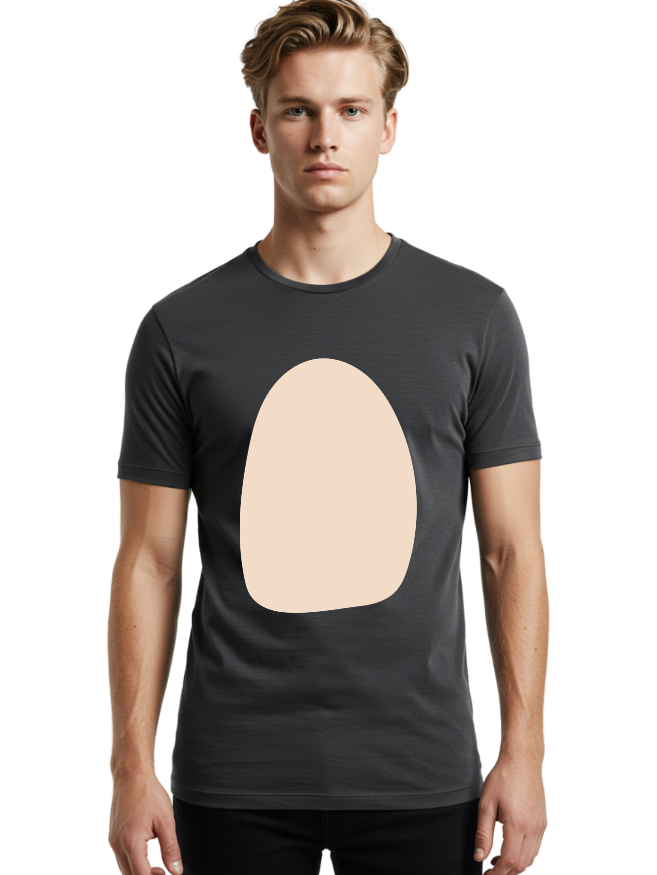Oval-Shape-1 Men'S Graphic Tee, 100% Cotton, Comfortable Casual Summer Wear, Machine Washable, Oval Shape, Soft Peach Color, Minimalist Design, Simple Graphic, Abstract Shape, Modern Art Aae037