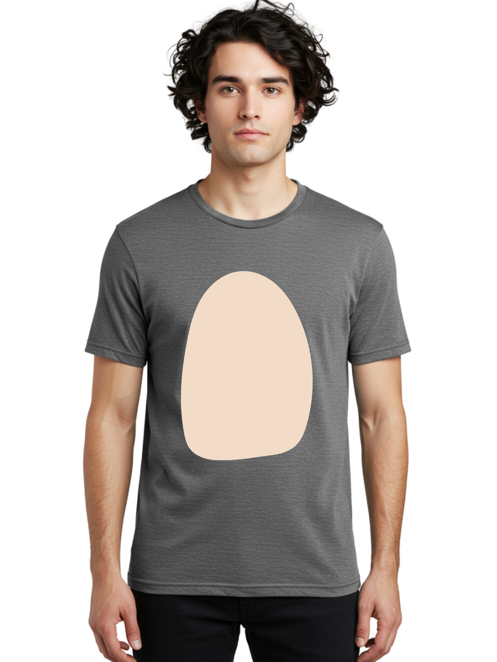 Oval-Shape-1 Men'S Graphic Tee, 100% Cotton, Comfortable Casual Summer Wear, Machine Washable, Oval Shape, Soft Peach Color, Minimalist Design, Simple Graphic, Abstract Shape, Modern Art Aae037