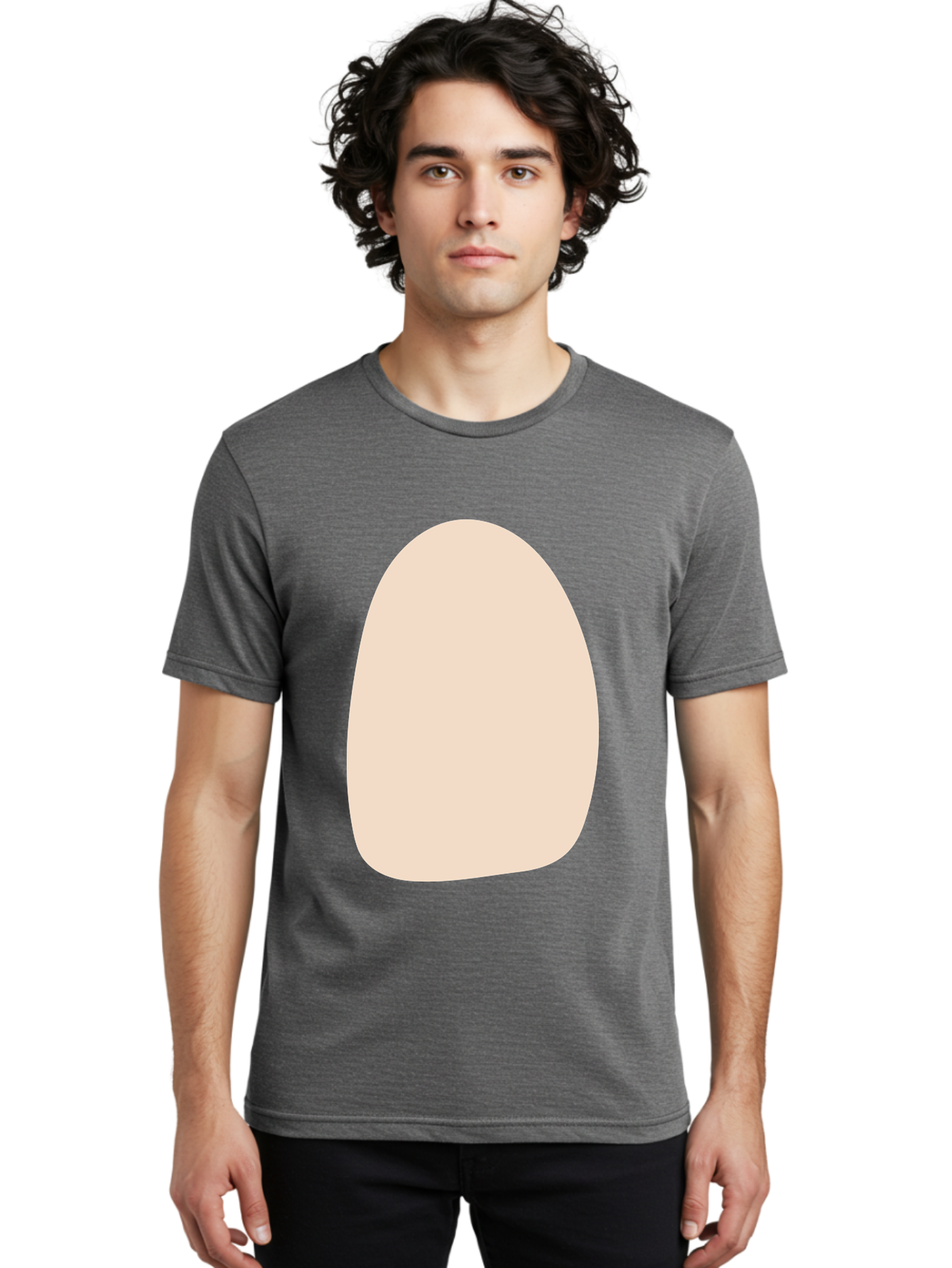 Oval-Shape-1 Men'S Graphic Tee, 100% Cotton, Comfortable Casual Summer Wear, Machine Washable, Oval Shape, Soft Peach Color, Minimalist Design, Simple Graphic, Abstract Shape, Modern Art Aae037