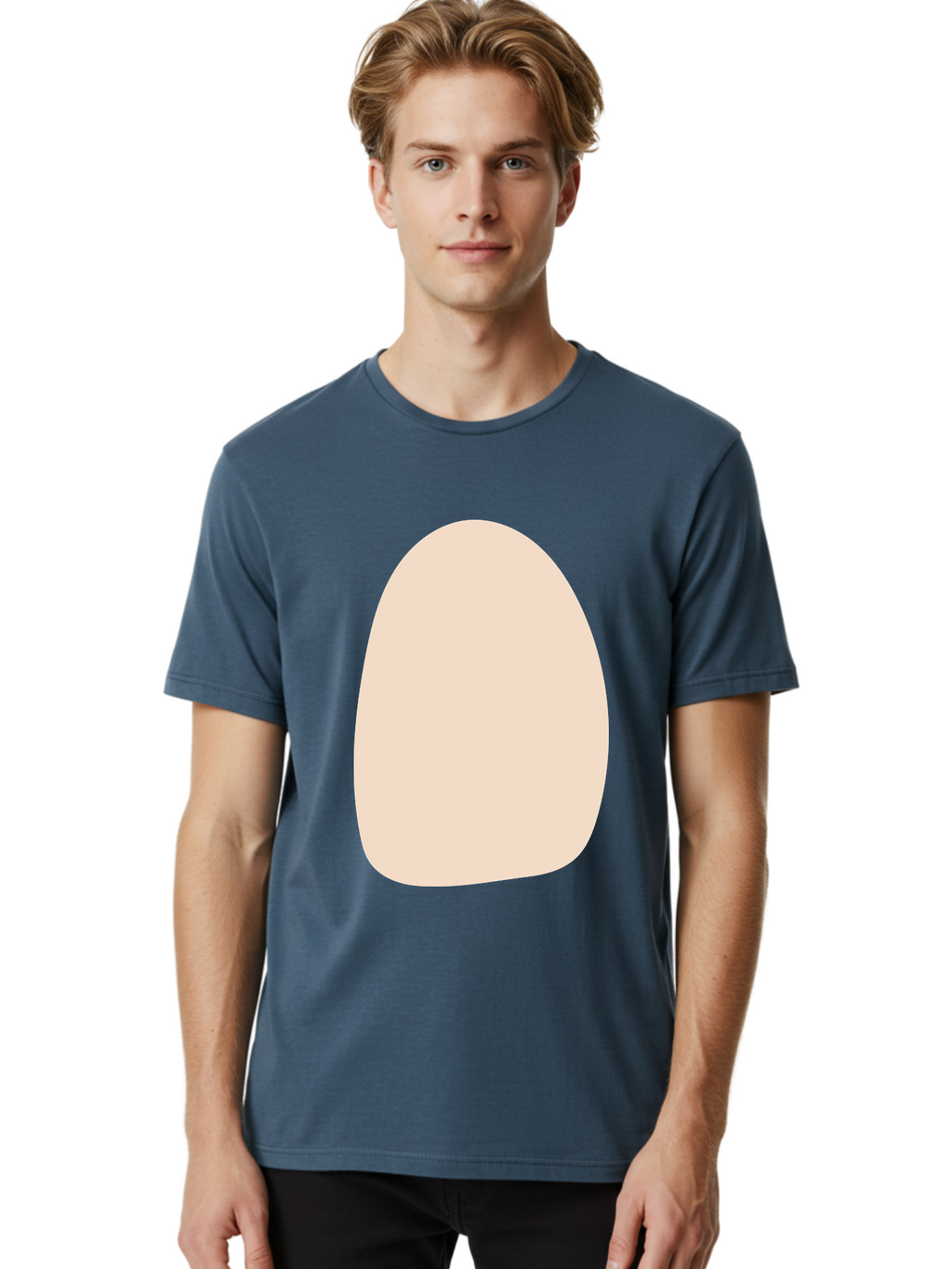 Oval-Shape-1 Men'S Graphic Tee, 100% Cotton, Comfortable Casual Summer Wear, Machine Washable, Oval Shape, Soft Peach Color, Minimalist Design, Simple Graphic, Abstract Shape, Modern Art Aae037