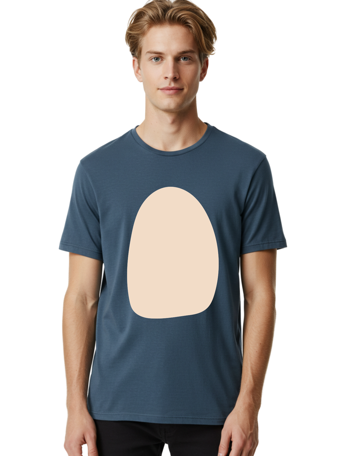 Oval-Shape-1 Men'S Graphic Tee, 100% Cotton, Comfortable Casual Summer Wear, Machine Washable, Oval Shape, Soft Peach Color, Minimalist Design, Simple Graphic, Abstract Shape, Modern Art Aae037