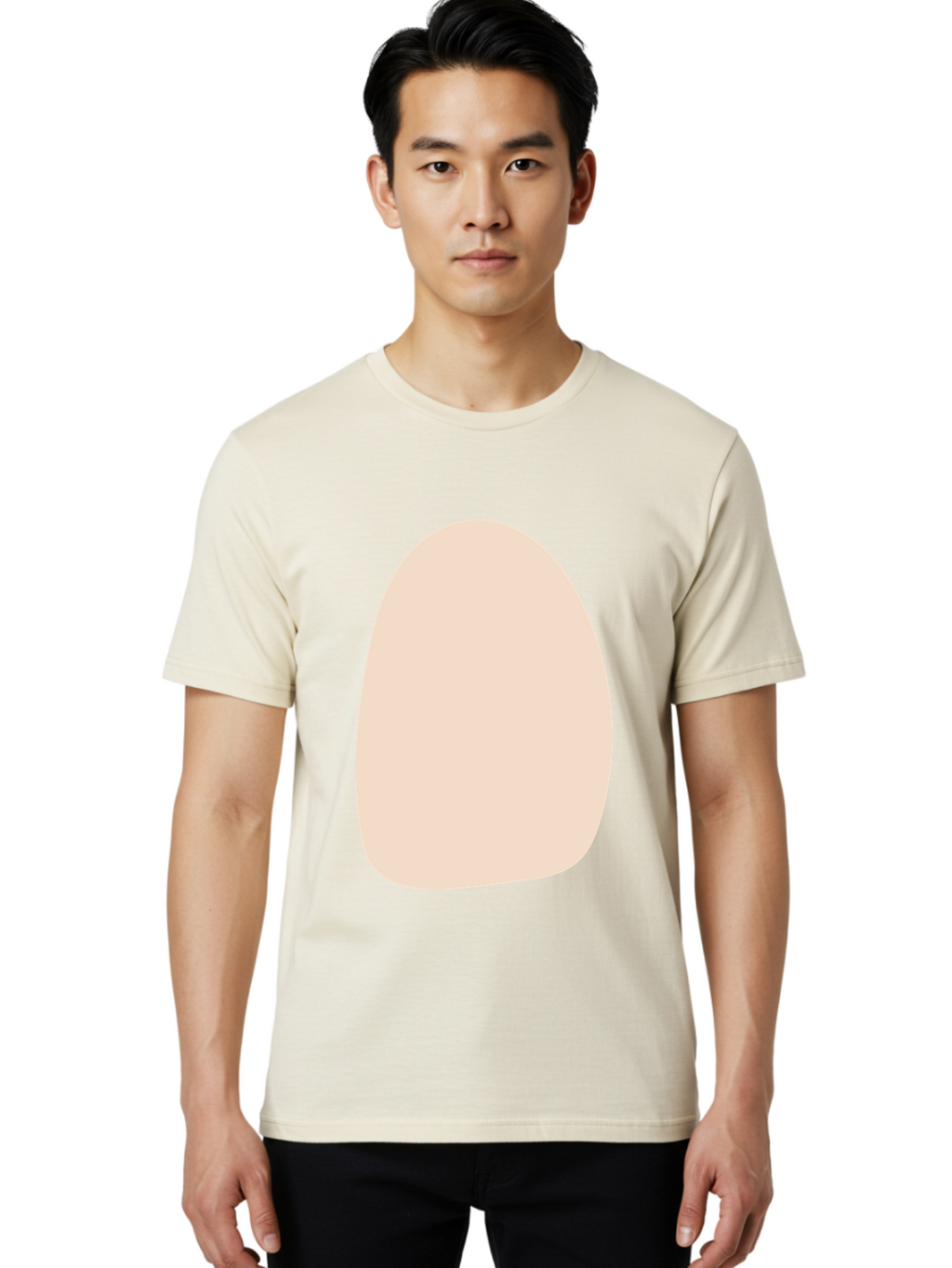 Oval-Shape-1 Men'S Graphic Tee, 100% Cotton, Comfortable Casual Summer Wear, Machine Washable, Oval Shape, Soft Peach Color, Minimalist Design, Simple Graphic, Abstract Shape, Modern Art Aae037