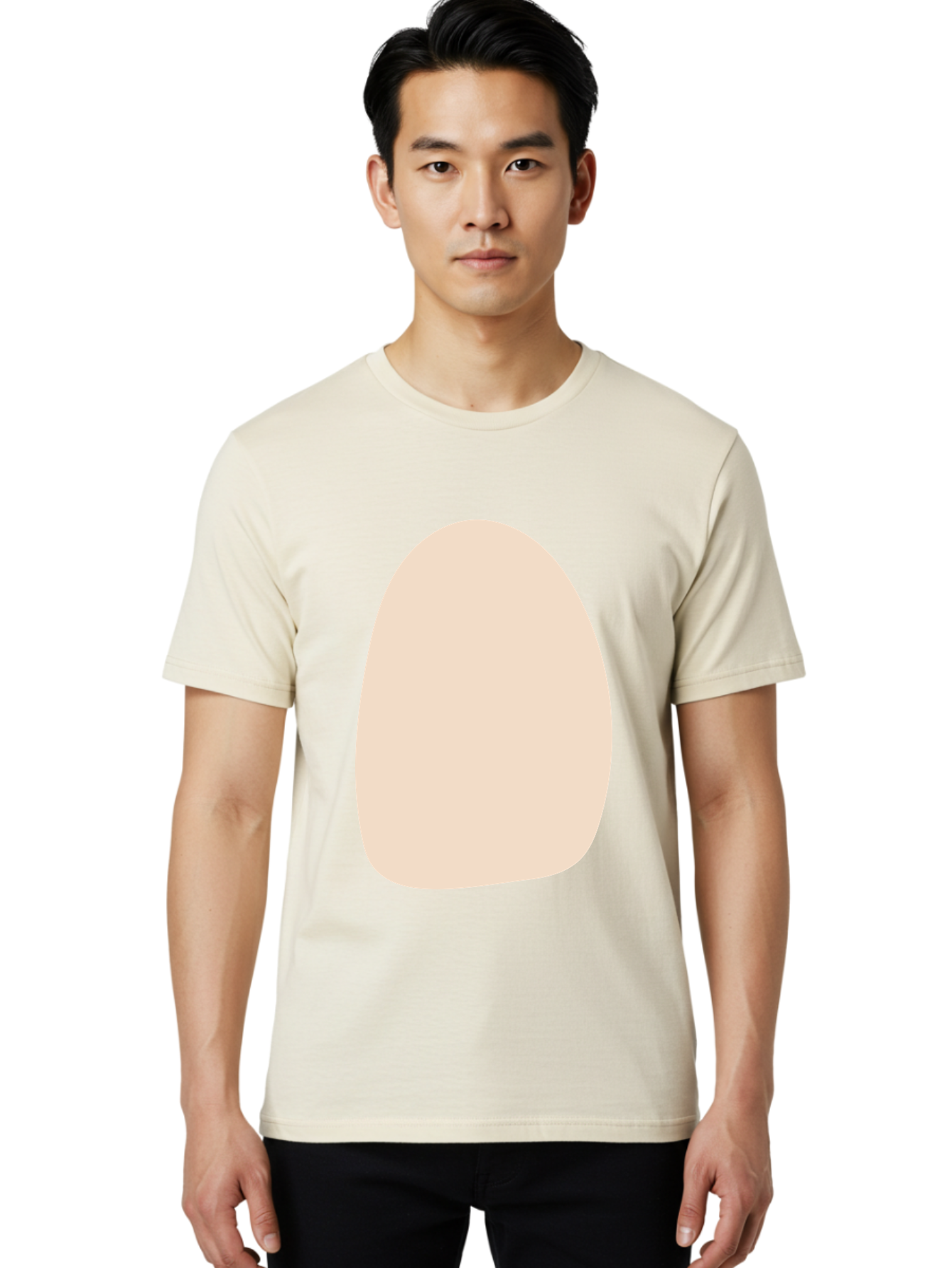 Oval-Shape-1 Men'S Graphic Tee, 100% Cotton, Comfortable Casual Summer Wear, Machine Washable, Oval Shape, Soft Peach Color, Minimalist Design, Simple Graphic, Abstract Shape, Modern Art Aae037