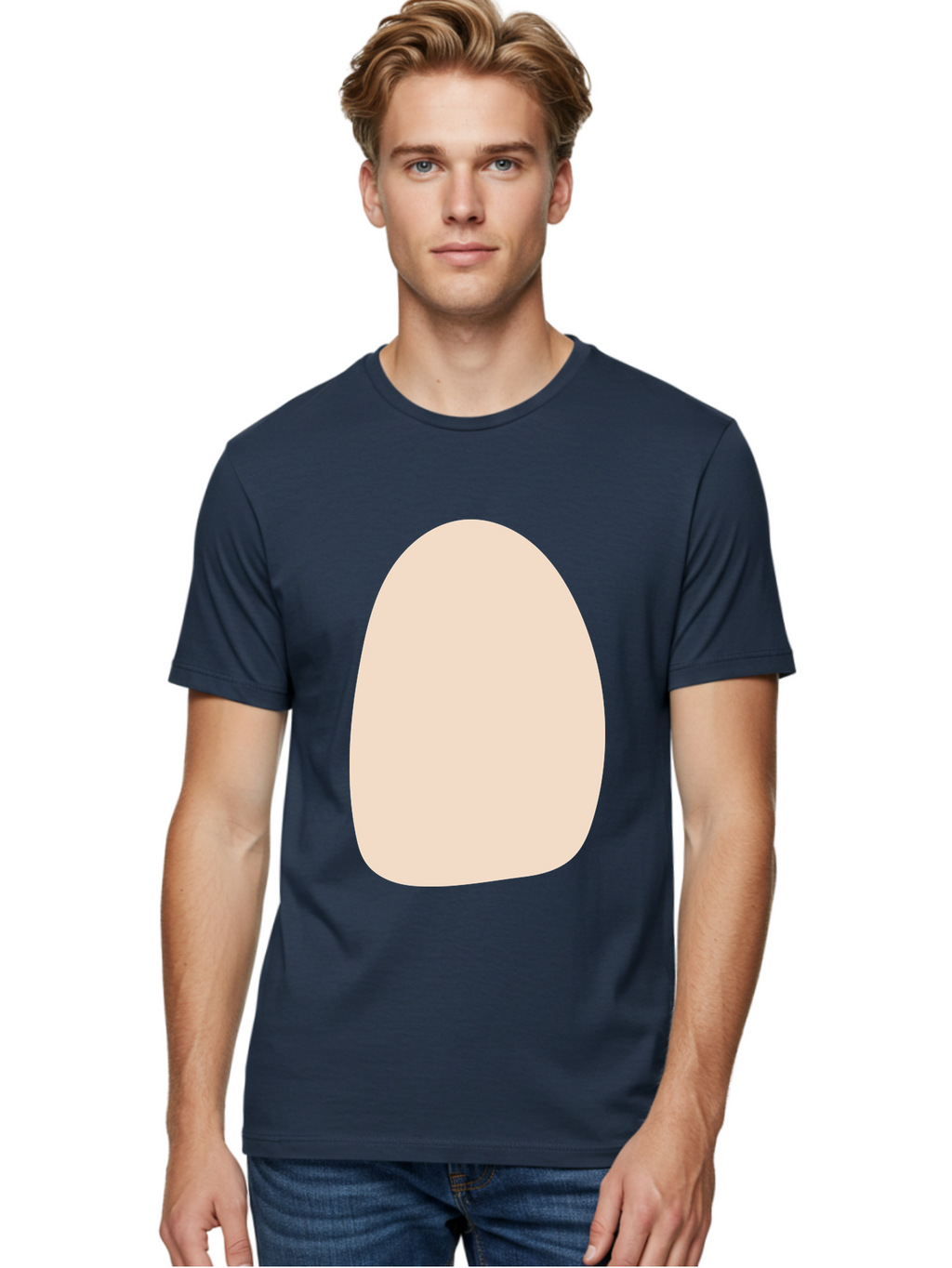 Oval-Shape-1 Men'S Graphic Tee, 100% Cotton, Comfortable Casual Summer Wear, Machine Washable, Oval Shape, Soft Peach Color, Minimalist Design, Simple Graphic, Abstract Shape, Modern Art Aae037