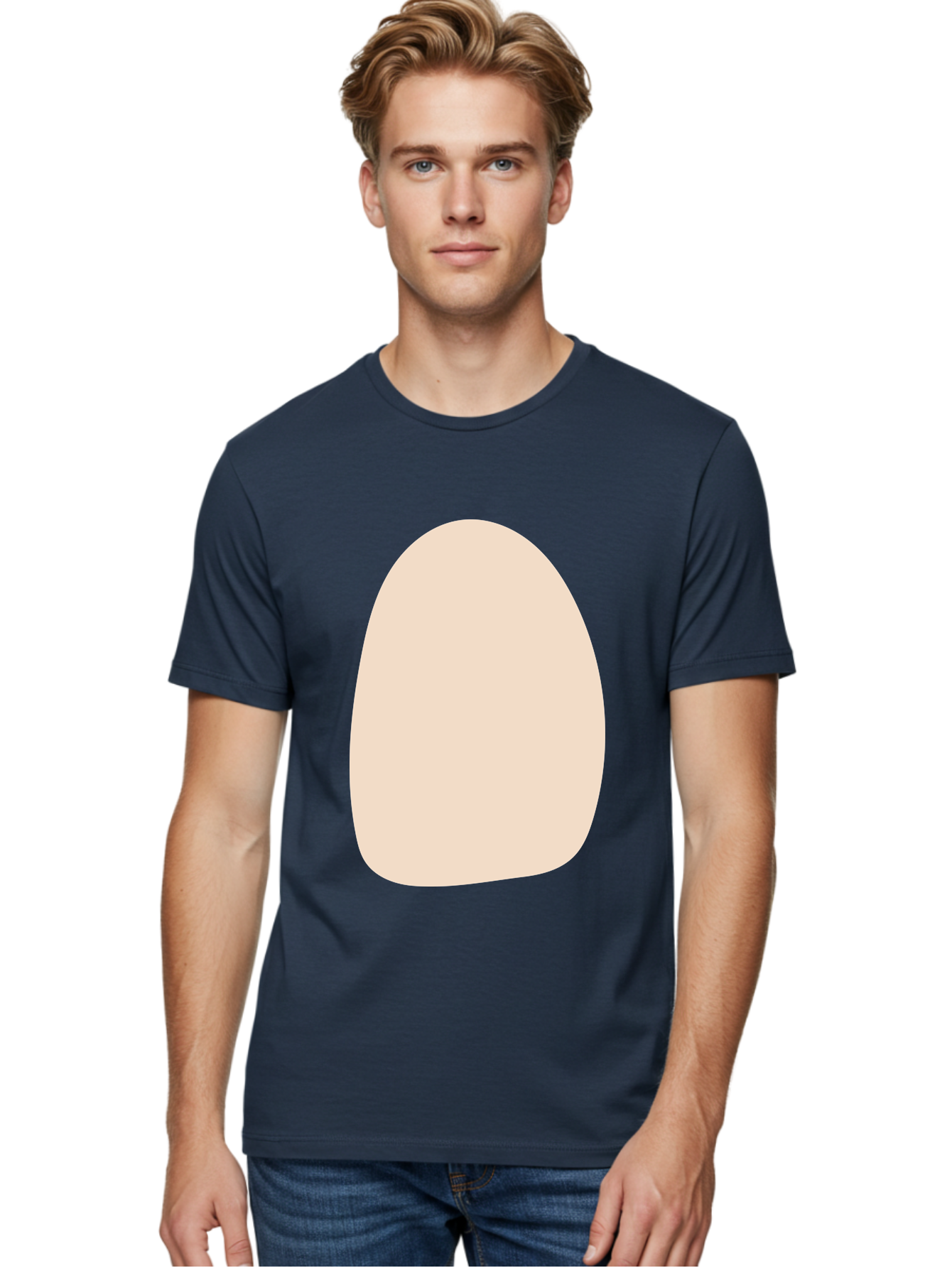 Oval-Shape-1 Men'S Graphic Tee, 100% Cotton, Comfortable Casual Summer Wear, Machine Washable, Oval Shape, Soft Peach Color, Minimalist Design, Simple Graphic, Abstract Shape, Modern Art Aae037