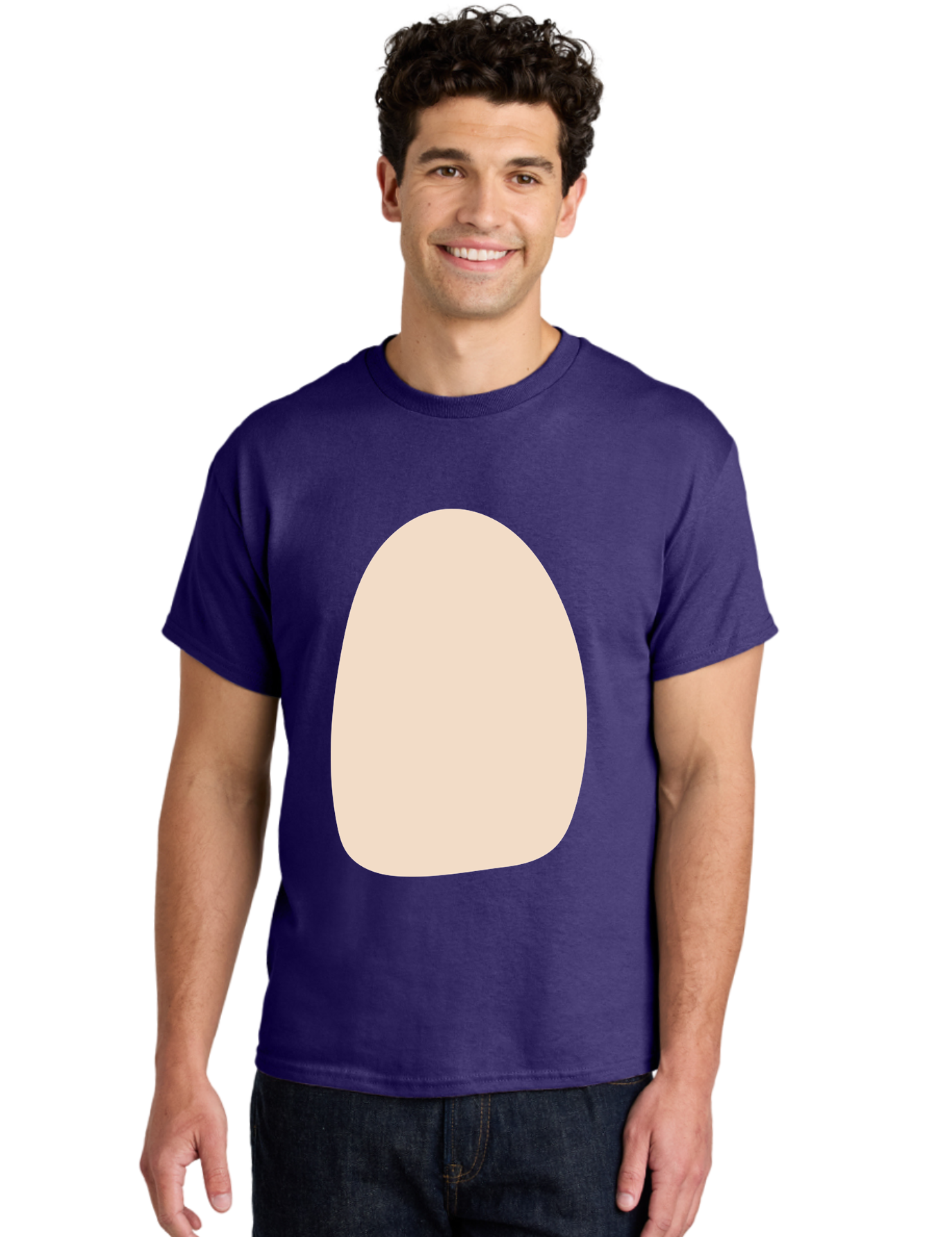 Oval-Shape-1 Men'S Graphic Tee, 100% Cotton, Comfortable Casual Summer Wear, Machine Washable, Oval Shape, Soft Peach Color, Minimalist Design, Simple Graphic, Abstract Shape, Modern Art Aae037