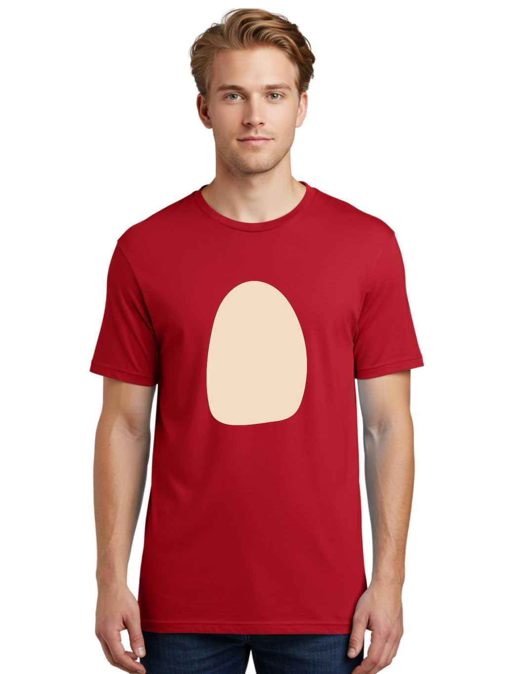 Oval-Shape-1 Men'S Graphic Tee, 100% Cotton, Comfortable Casual Summer Wear, Machine Washable, Oval Shape, Soft Peach Color, Minimalist Design, Simple Graphic, Abstract Shape, Modern Art Aae037
