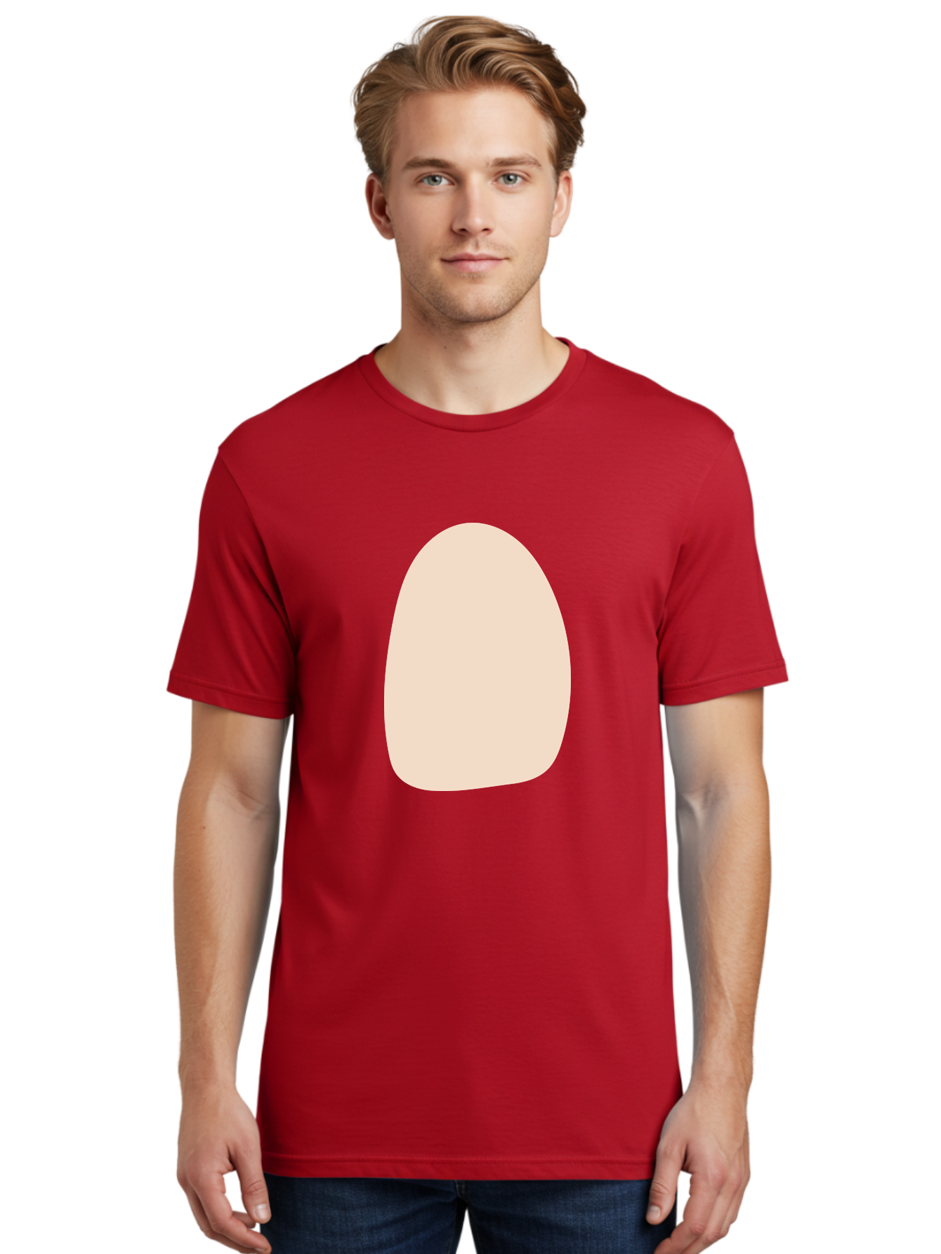 Oval-Shape-1 Men'S Graphic Tee, 100% Cotton, Comfortable Casual Summer Wear, Machine Washable, Oval Shape, Soft Peach Color, Minimalist Design, Simple Graphic, Abstract Shape, Modern Art Aae037