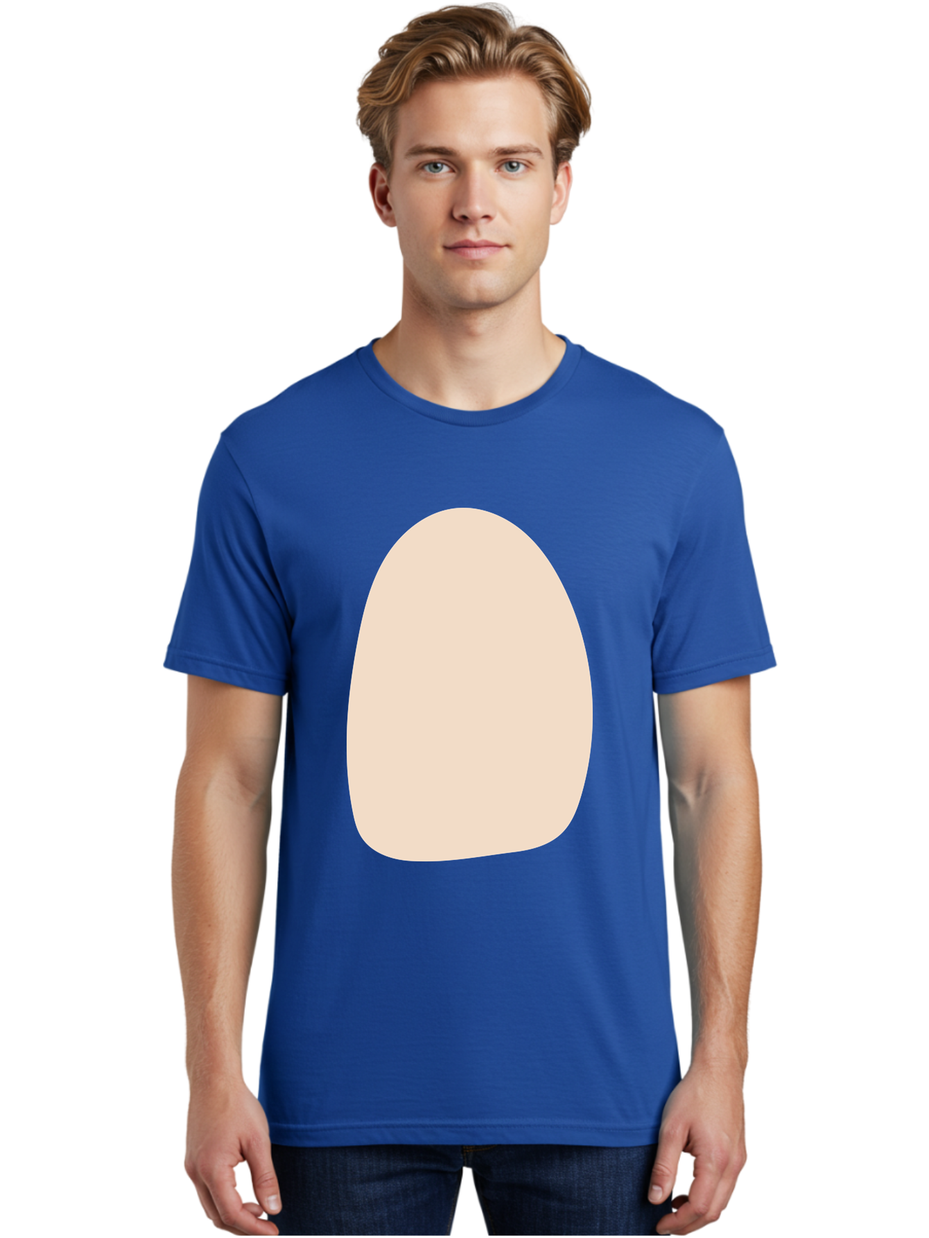 Oval-Shape-1 Men'S Graphic Tee, 100% Cotton, Comfortable Casual Summer Wear, Machine Washable, Oval Shape, Soft Peach Color, Minimalist Design, Simple Graphic, Abstract Shape, Modern Art Aae037
