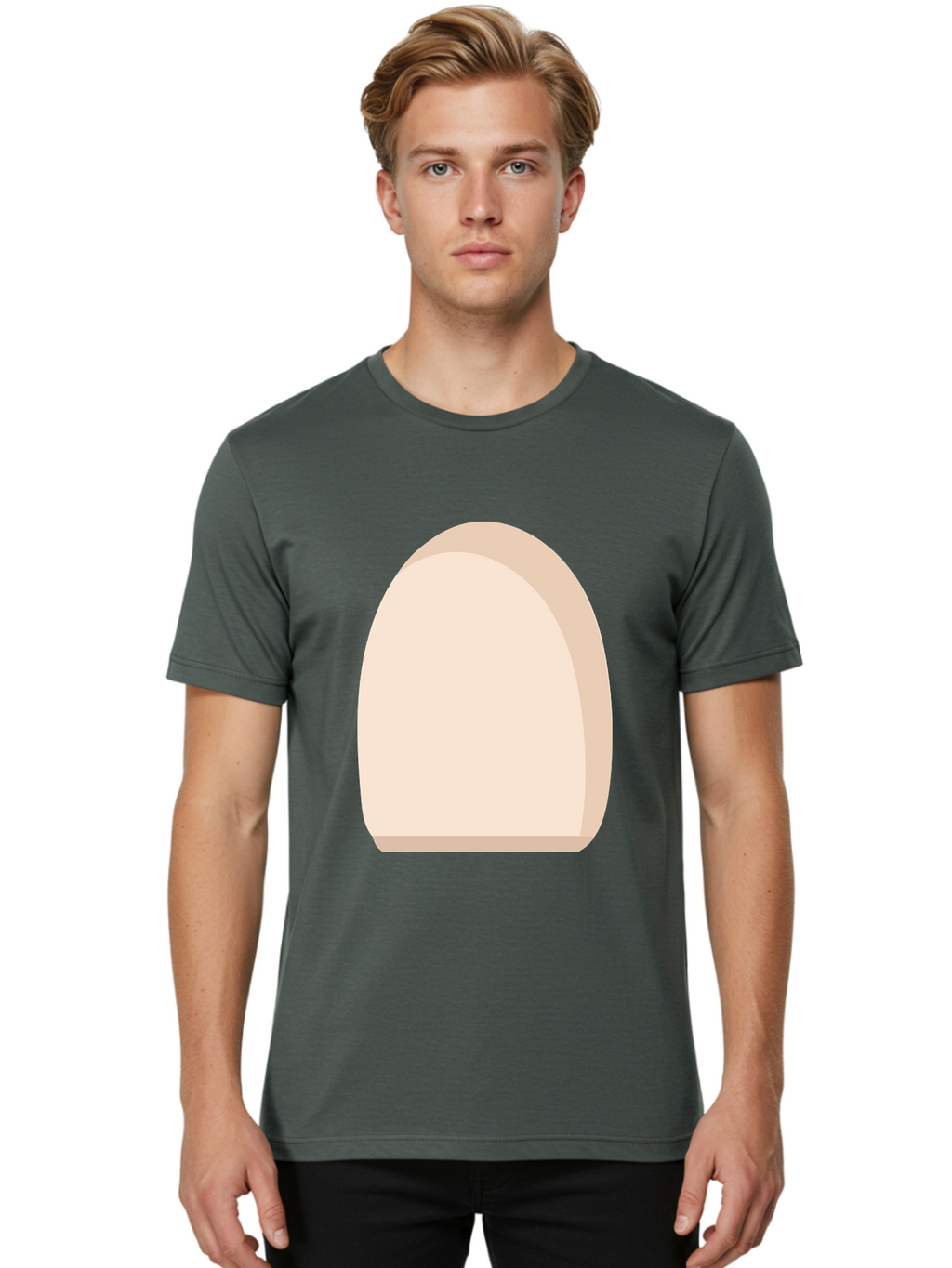 Oval-Shape-2 Men'S Graphic Tee, 100% Cotton, Comfortable Casual Summer Wear, Machine Washable, Oval Shape, Egg Shape, Simple Design, Minimalist Art, Beige Color, Soft Graphics, Abstract Form, Digital Illustration Aae038