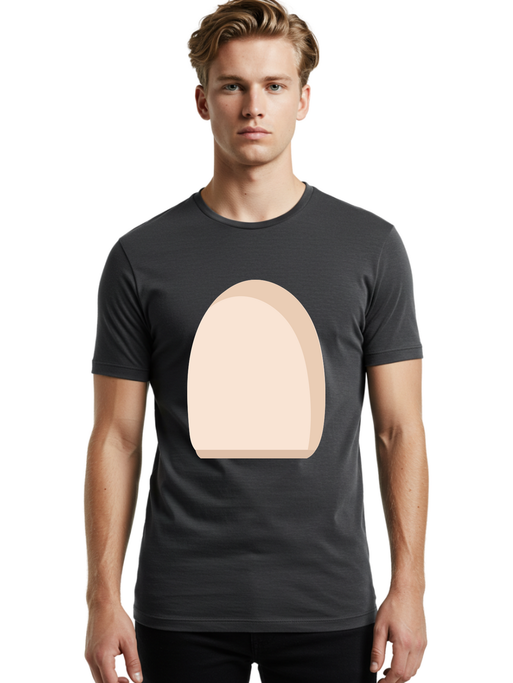 Oval-Shape-2 Men'S Graphic Tee, 100% Cotton, Comfortable Casual Summer Wear, Machine Washable, Oval Shape, Egg Shape, Simple Design, Minimalist Art, Beige Color, Soft Graphics, Abstract Form, Digital Illustration Aae038