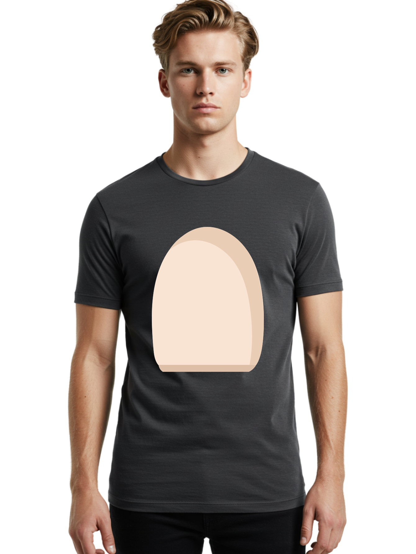 Oval-Shape-2 Men'S Graphic Tee, 100% Cotton, Comfortable Casual Summer Wear, Machine Washable, Oval Shape, Egg Shape, Simple Design, Minimalist Art, Beige Color, Soft Graphics, Abstract Form, Digital Illustration Aae038