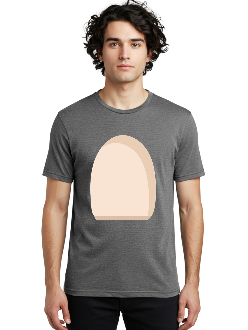 Oval-Shape-2 Men'S Graphic Tee, 100% Cotton, Comfortable Casual Summer Wear, Machine Washable, Oval Shape, Egg Shape, Simple Design, Minimalist Art, Beige Color, Soft Graphics, Abstract Form, Digital Illustration Aae038