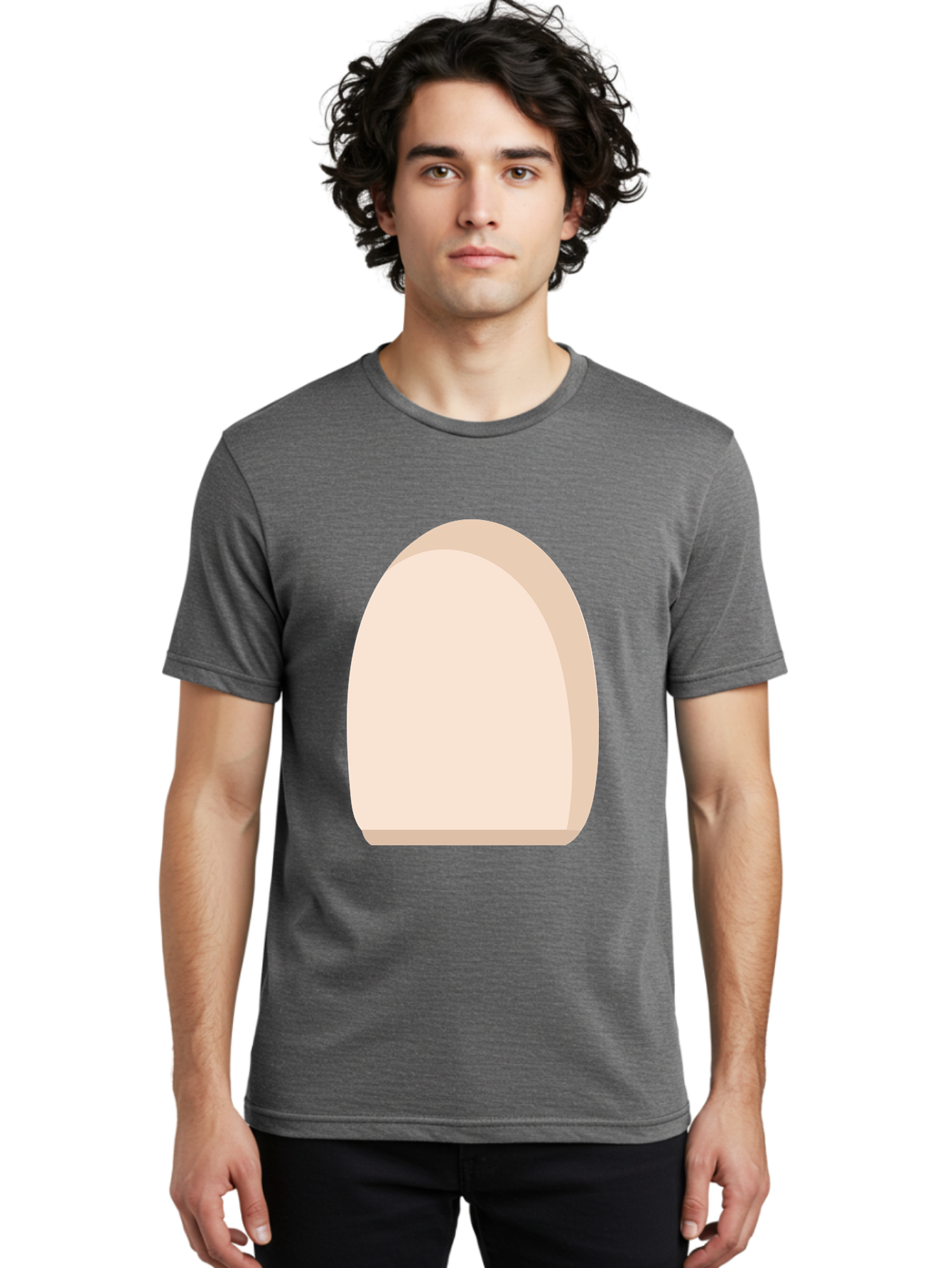 Oval-Shape-2 Men'S Graphic Tee, 100% Cotton, Comfortable Casual Summer Wear, Machine Washable, Oval Shape, Egg Shape, Simple Design, Minimalist Art, Beige Color, Soft Graphics, Abstract Form, Digital Illustration Aae038