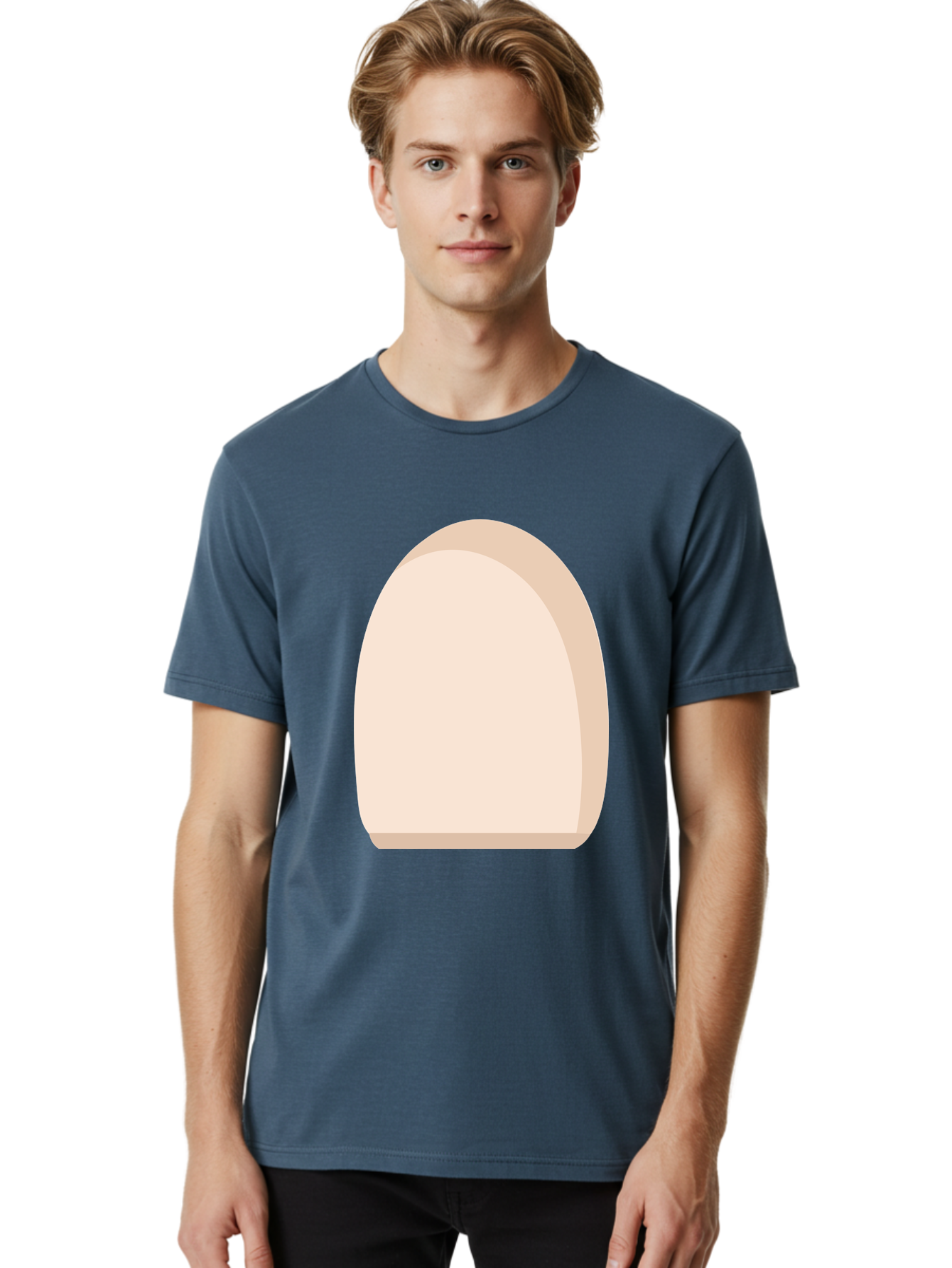 Oval-Shape-2 Men'S Graphic Tee, 100% Cotton, Comfortable Casual Summer Wear, Machine Washable, Oval Shape, Egg Shape, Simple Design, Minimalist Art, Beige Color, Soft Graphics, Abstract Form, Digital Illustration Aae038