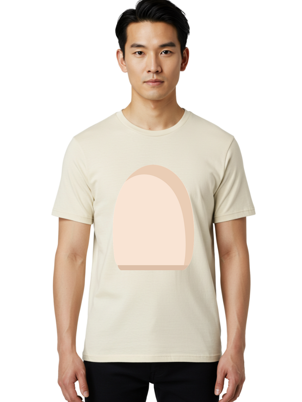 Oval-Shape-2 Men'S Graphic Tee, 100% Cotton, Comfortable Casual Summer Wear, Machine Washable, Oval Shape, Egg Shape, Simple Design, Minimalist Art, Beige Color, Soft Graphics, Abstract Form, Digital Illustration Aae038