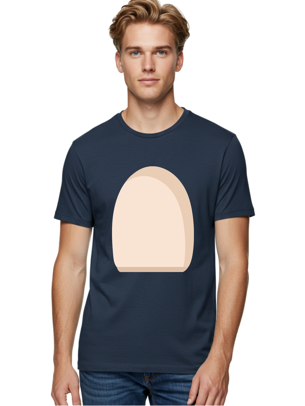 Oval-Shape-2 Men'S Graphic Tee, 100% Cotton, Comfortable Casual Summer Wear, Machine Washable, Oval Shape, Egg Shape, Simple Design, Minimalist Art, Beige Color, Soft Graphics, Abstract Form, Digital Illustration Aae038