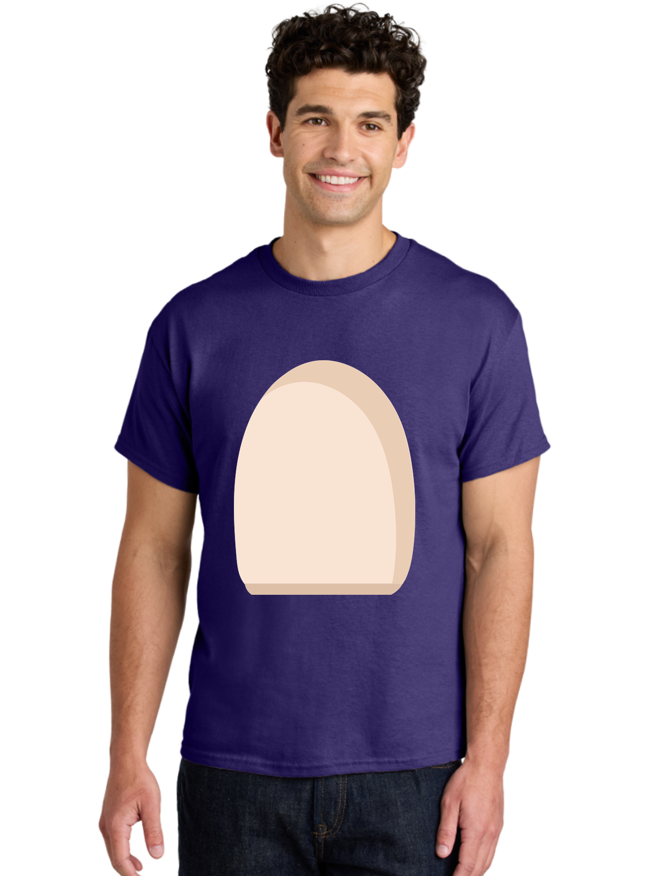 Oval-Shape-2 Men'S Graphic Tee, 100% Cotton, Comfortable Casual Summer Wear, Machine Washable, Oval Shape, Egg Shape, Simple Design, Minimalist Art, Beige Color, Soft Graphics, Abstract Form, Digital Illustration Aae038