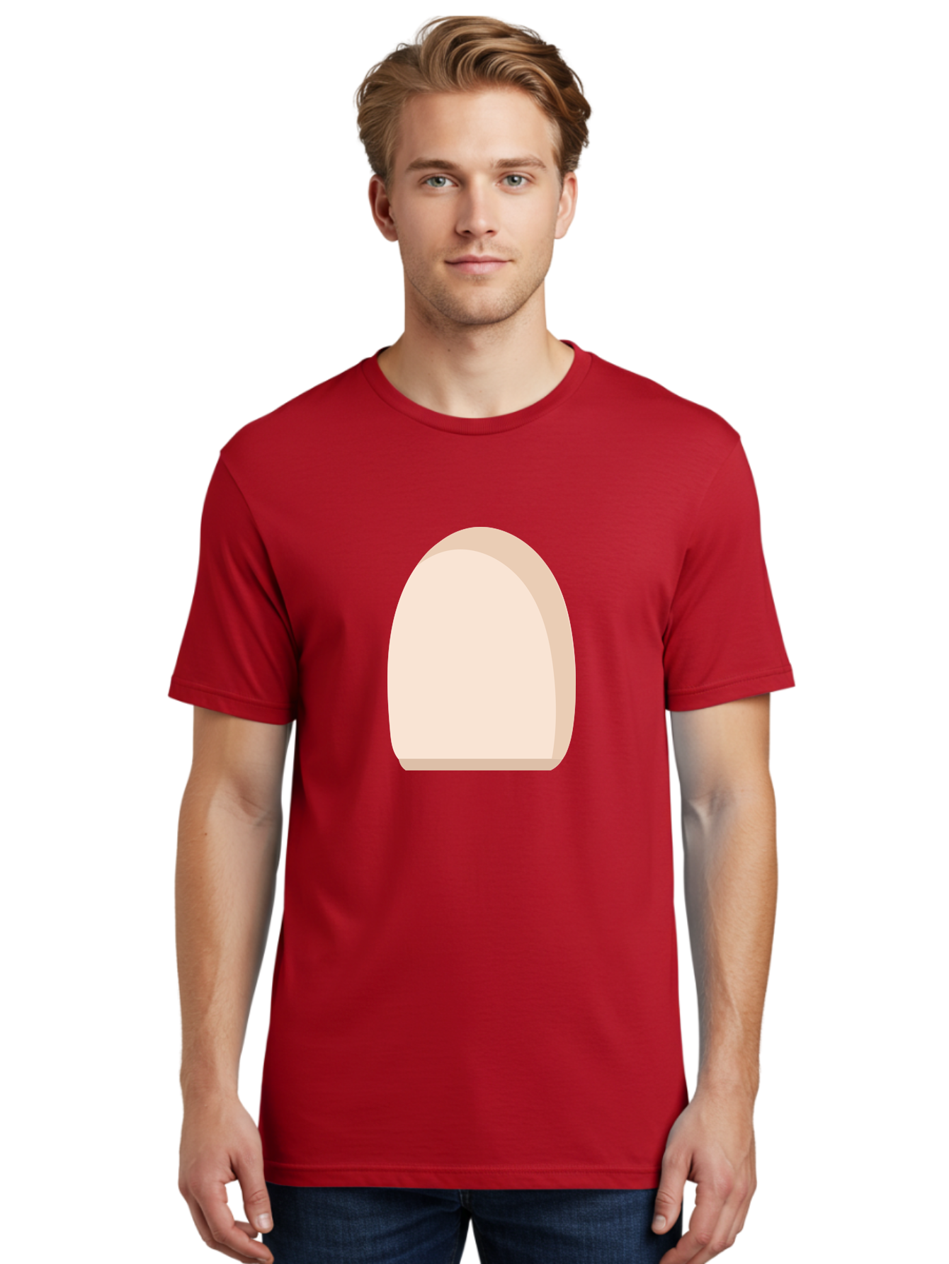 Oval-Shape-2 Men'S Graphic Tee, 100% Cotton, Comfortable Casual Summer Wear, Machine Washable, Oval Shape, Egg Shape, Simple Design, Minimalist Art, Beige Color, Soft Graphics, Abstract Form, Digital Illustration Aae038