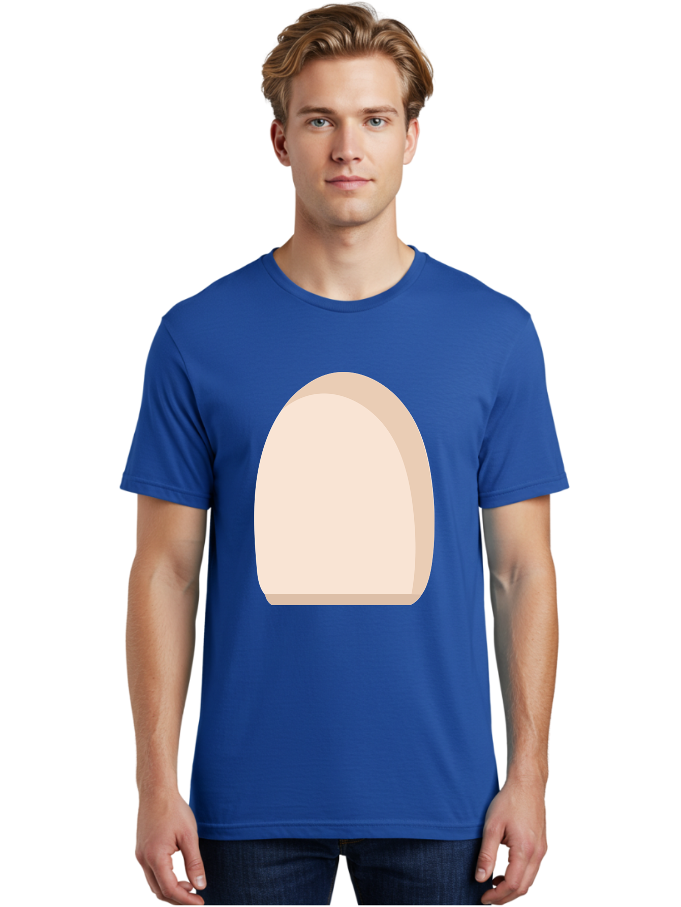 Oval-Shape-2 Men'S Graphic Tee, 100% Cotton, Comfortable Casual Summer Wear, Machine Washable, Oval Shape, Egg Shape, Simple Design, Minimalist Art, Beige Color, Soft Graphics, Abstract Form, Digital Illustration Aae038
