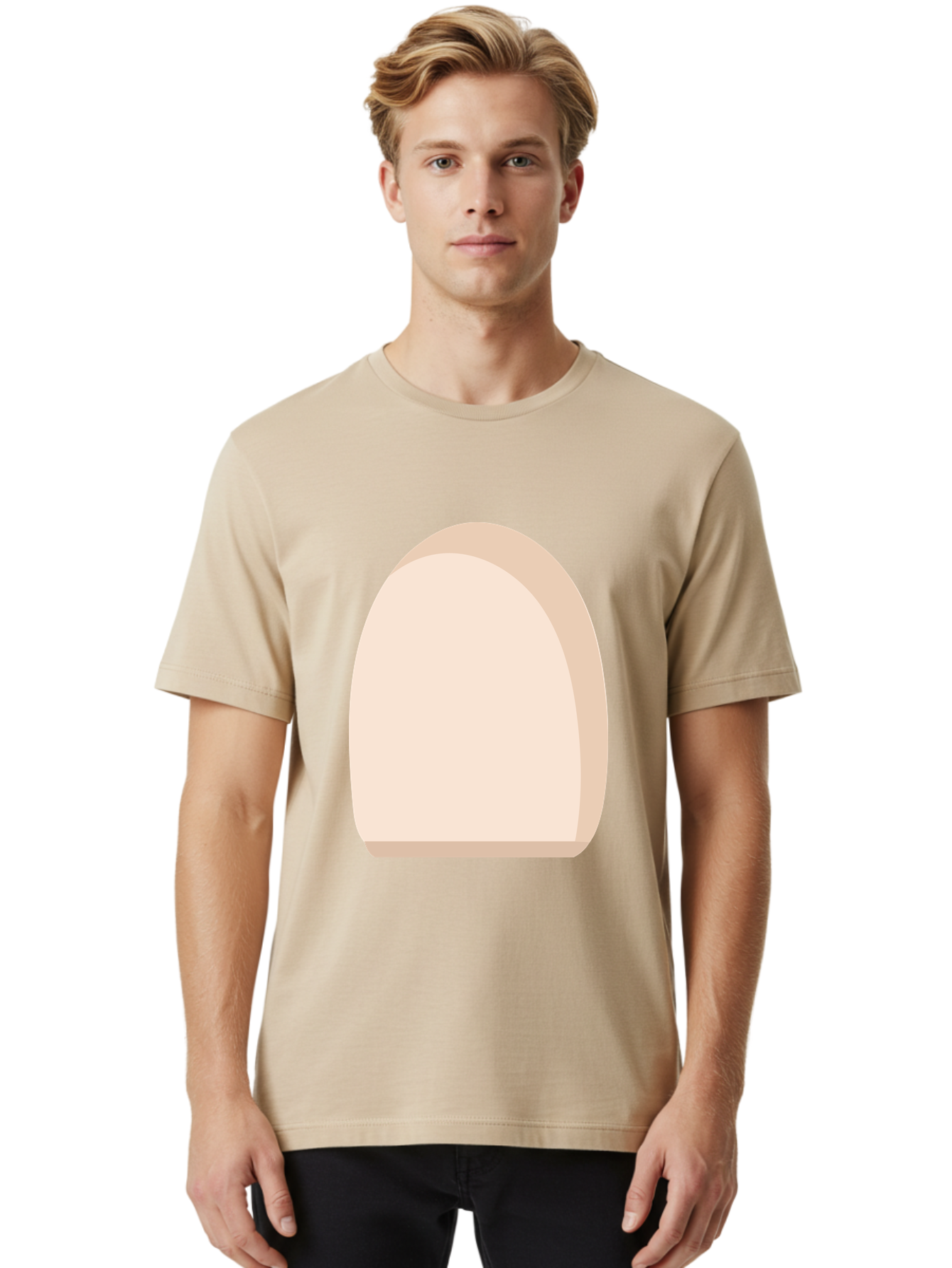Oval-Shape-2 Men'S Graphic Tee, 100% Cotton, Comfortable Casual Summer Wear, Machine Washable, Oval Shape, Egg Shape, Simple Design, Minimalist Art, Beige Color, Soft Graphics, Abstract Form, Digital Illustration Aae038