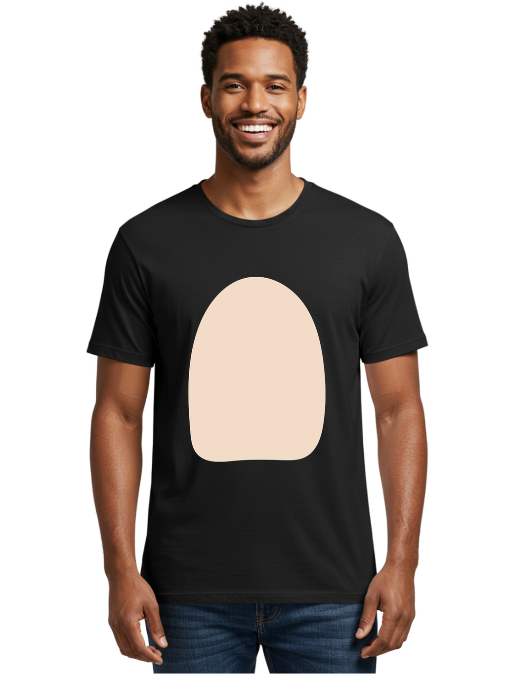 Oval-Shape Men'S Graphic Tee, 100% Cotton, Comfortable Casual Summer Wear, Machine Washable, Beige Shape, Rounded Edges, Minimalist Design, Simple Graphic, Abstract Shape, Soft Color, Clean Lines, Modern Aesthetic Aae039