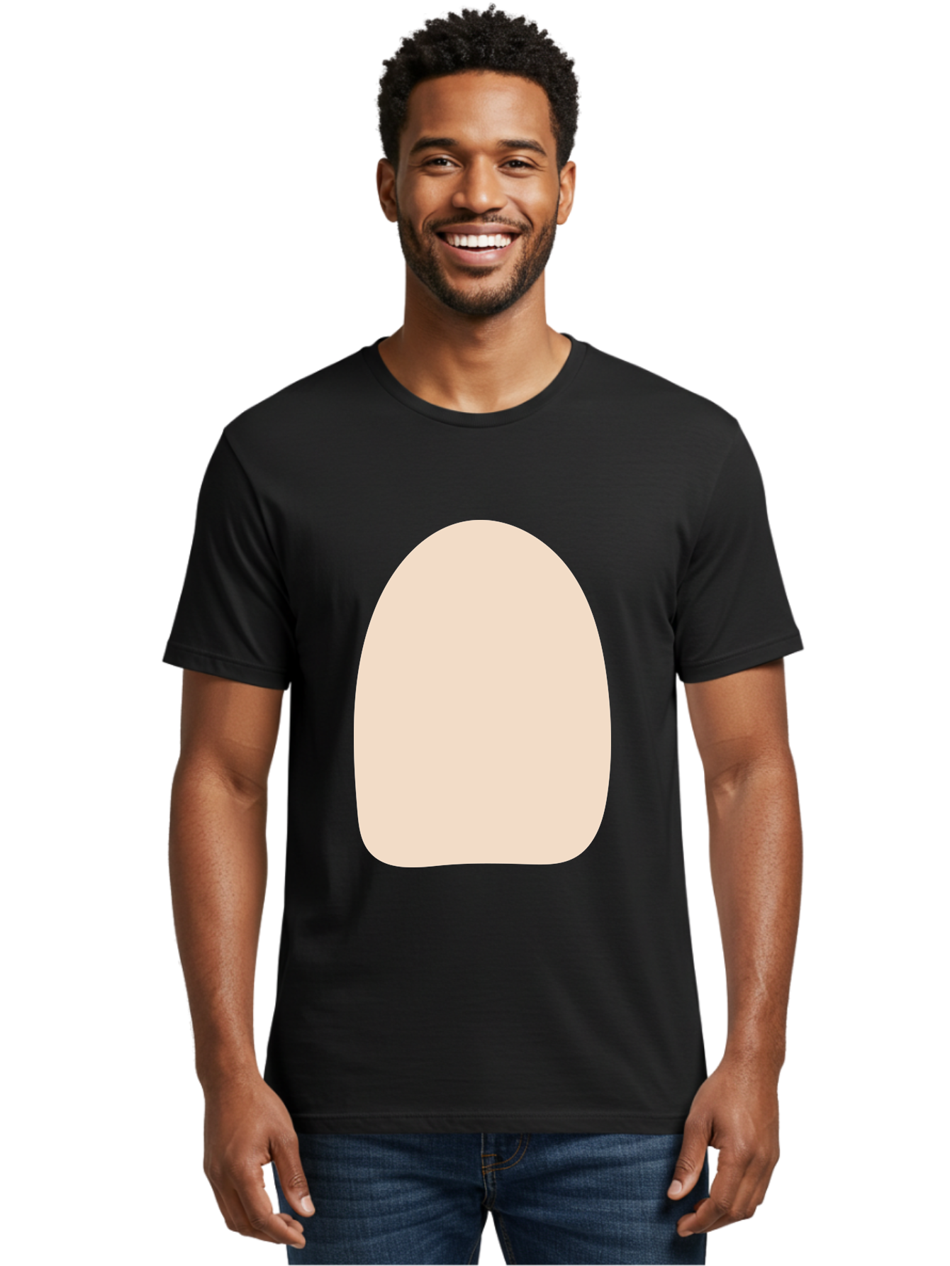 Oval-Shape Men'S Graphic Tee, 100% Cotton, Comfortable Casual Summer Wear, Machine Washable, Beige Shape, Rounded Edges, Minimalist Design, Simple Graphic, Abstract Shape, Soft Color, Clean Lines, Modern Aesthetic Aae039
