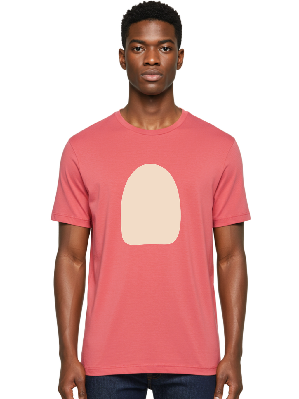 Oval-Shape Men'S Graphic Tee, 100% Cotton, Comfortable Casual Summer Wear, Machine Washable, Beige Shape, Rounded Edges, Minimalist Design, Simple Graphic, Abstract Shape, Soft Color, Clean Lines, Modern Aesthetic Aae039