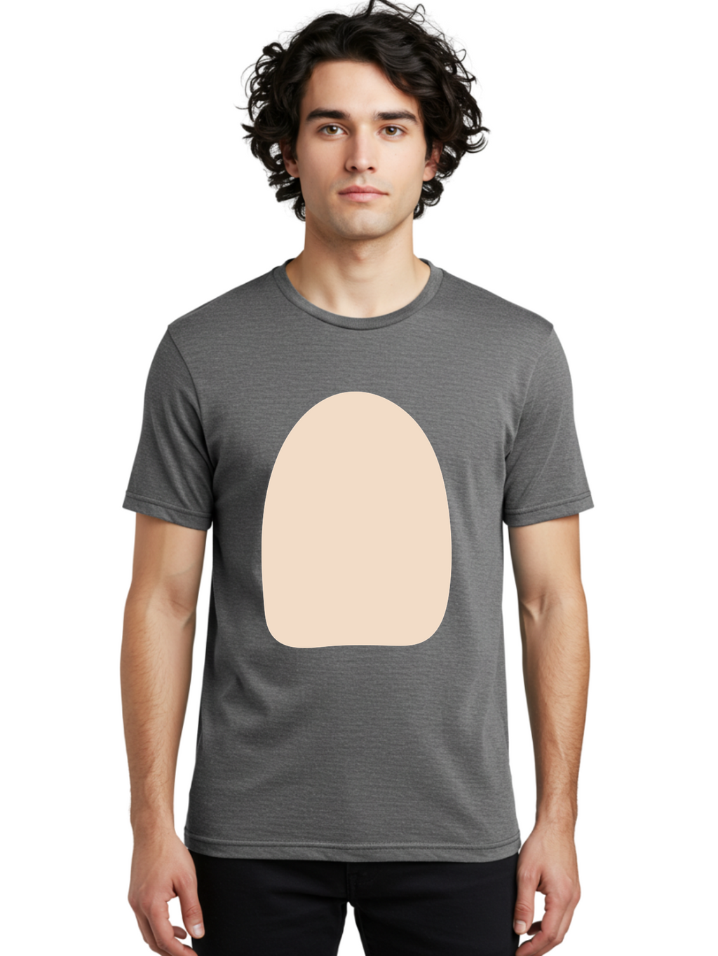 Oval-Shape Men'S Graphic Tee, 100% Cotton, Comfortable Casual Summer Wear, Machine Washable, Beige Shape, Rounded Edges, Minimalist Design, Simple Graphic, Abstract Shape, Soft Color, Clean Lines, Modern Aesthetic Aae039