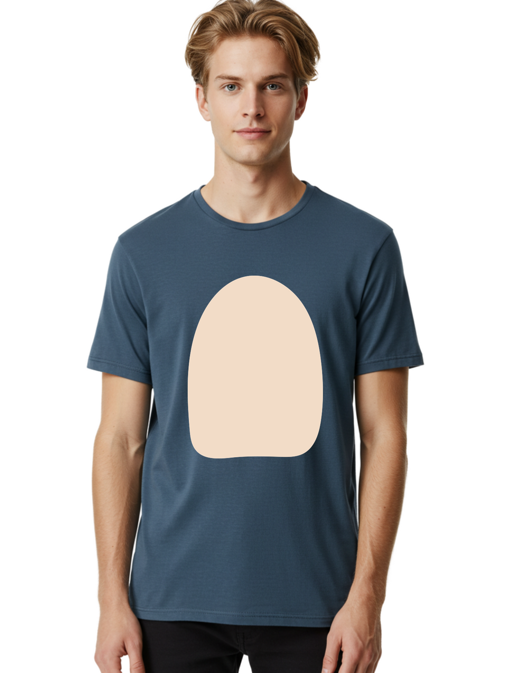 Oval-Shape Men'S Graphic Tee, 100% Cotton, Comfortable Casual Summer Wear, Machine Washable, Beige Shape, Rounded Edges, Minimalist Design, Simple Graphic, Abstract Shape, Soft Color, Clean Lines, Modern Aesthetic Aae039