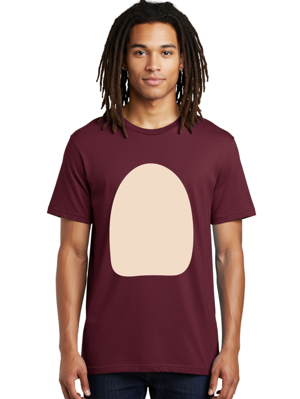 Oval-Shape Men'S Graphic Tee, 100% Cotton, Comfortable Casual Summer Wear, Machine Washable, Beige Shape, Rounded Edges, Minimalist Design, Simple Graphic, Abstract Shape, Soft Color, Clean Lines, Modern Aesthetic Aae039