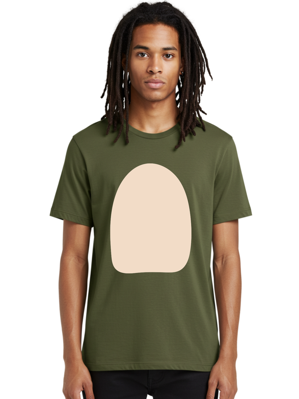 Oval-Shape Men'S Graphic Tee, 100% Cotton, Comfortable Casual Summer Wear, Machine Washable, Beige Shape, Rounded Edges, Minimalist Design, Simple Graphic, Abstract Shape, Soft Color, Clean Lines, Modern Aesthetic Aae039