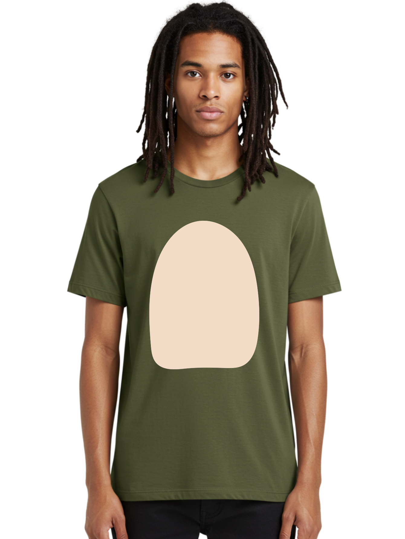 Oval-Shape Men'S Graphic Tee, 100% Cotton, Comfortable Casual Summer Wear, Machine Washable, Beige Shape, Rounded Edges, Minimalist Design, Simple Graphic, Abstract Shape, Soft Color, Clean Lines, Modern Aesthetic Aae039